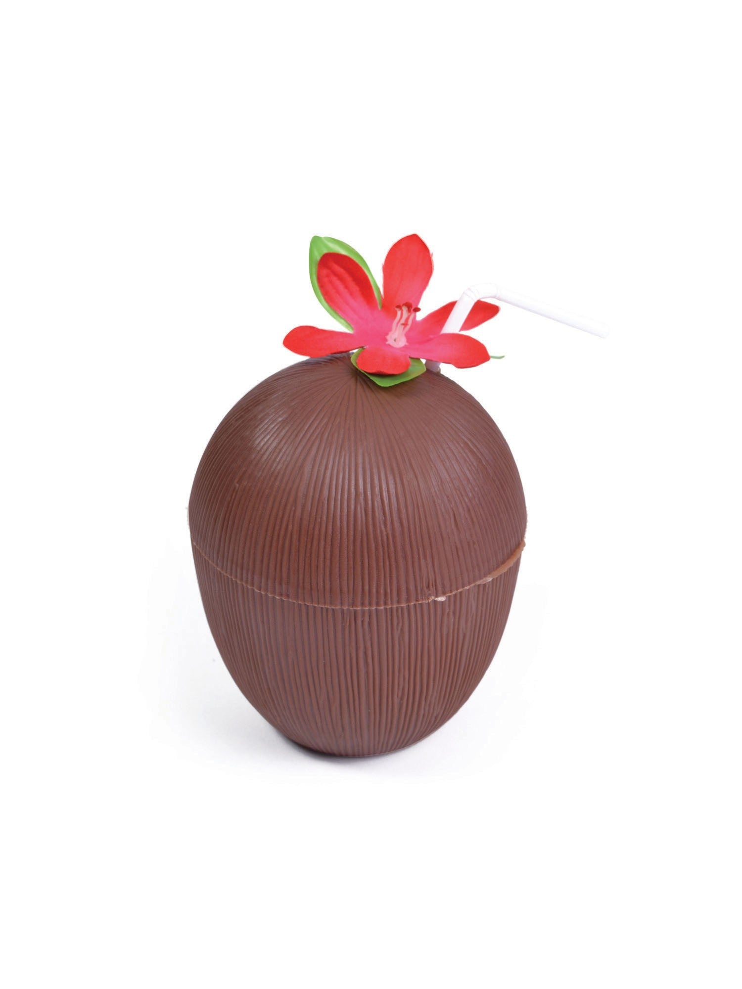 Kokosnussbecher Blume & Strohhalm