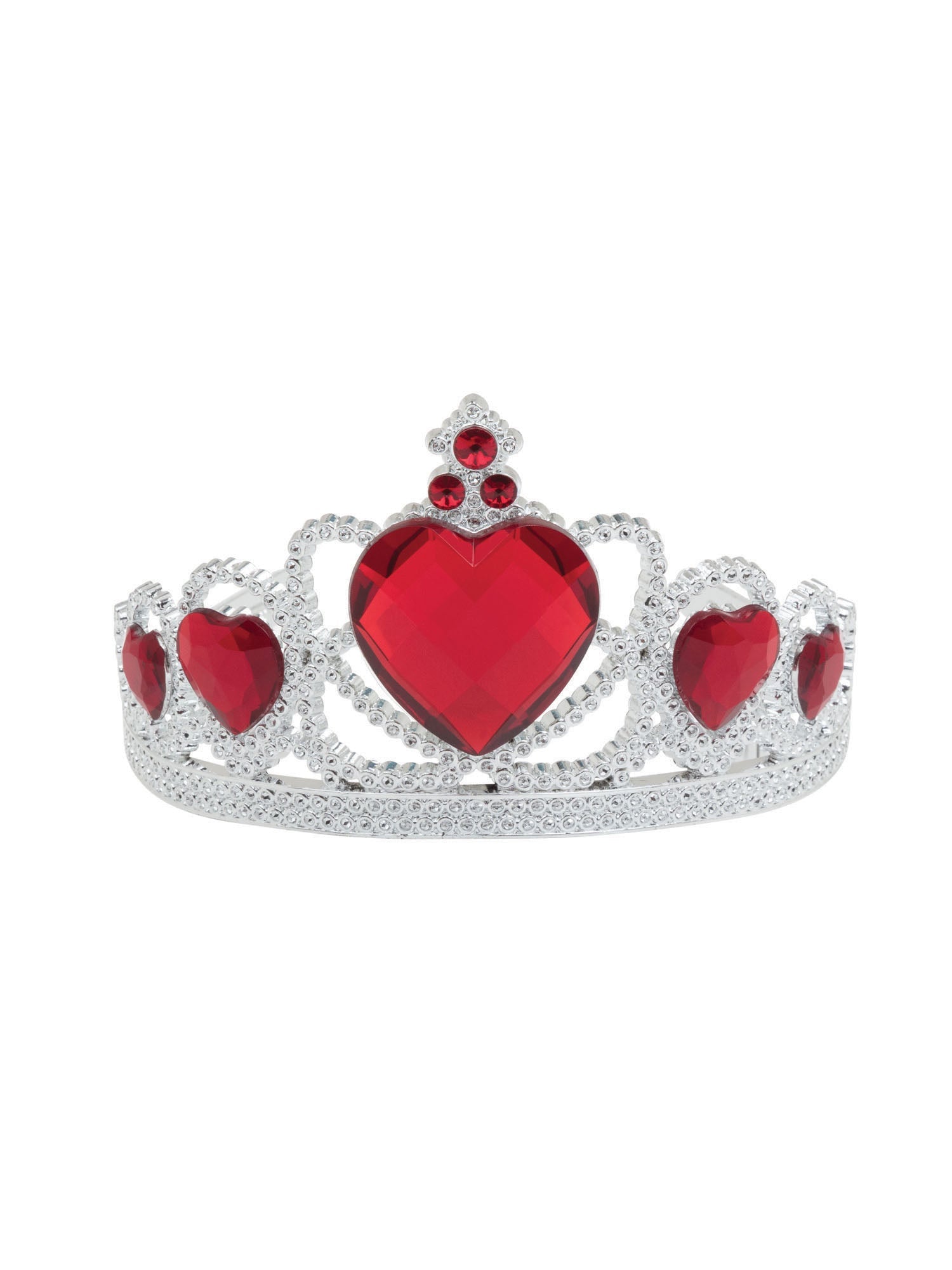 Rode Steen Zilveren Plastic Tiara