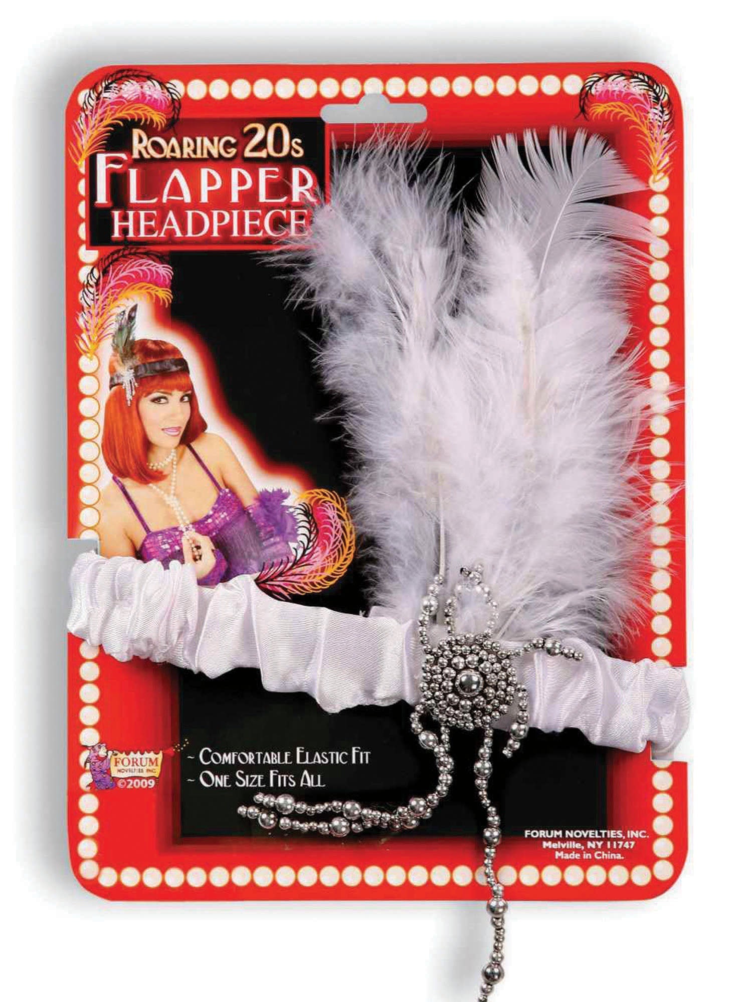 Flapper Headband White Feathers