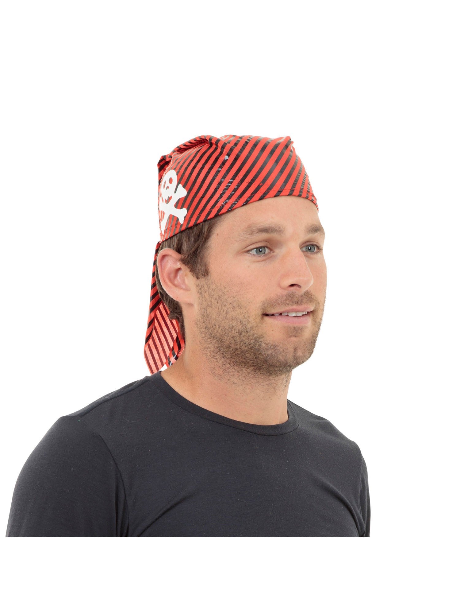 Piraten-Totenkopfmütze Rot/Schwarz