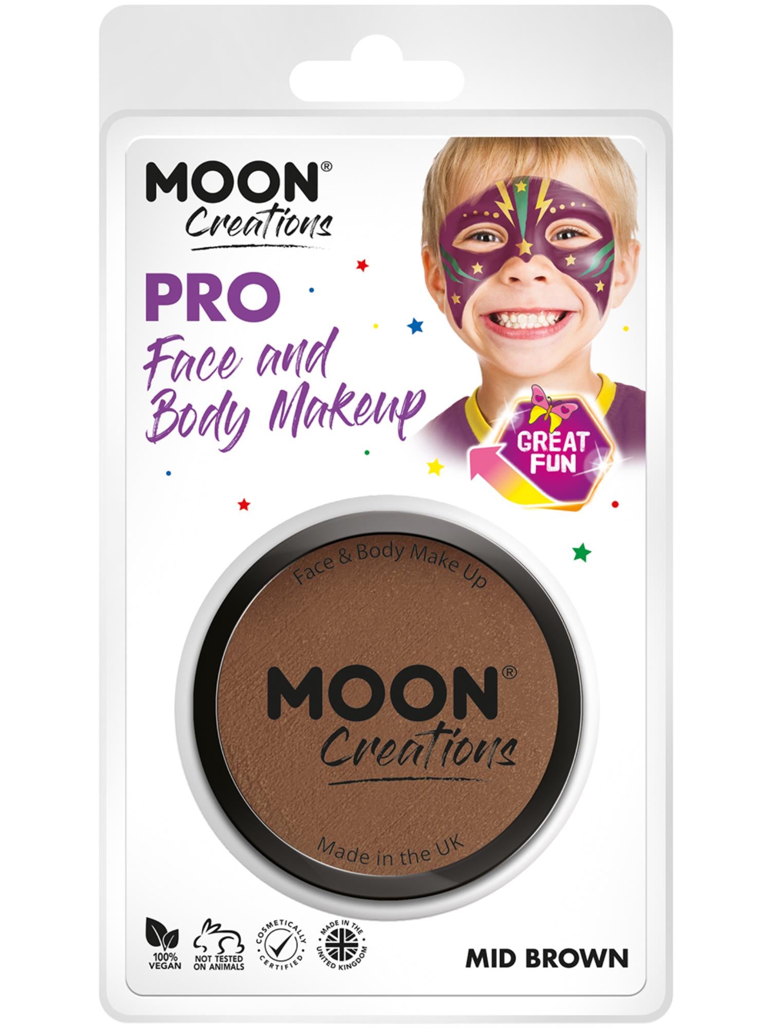Moon Creations Pro Face Paint Cake Pot, Mid Brown