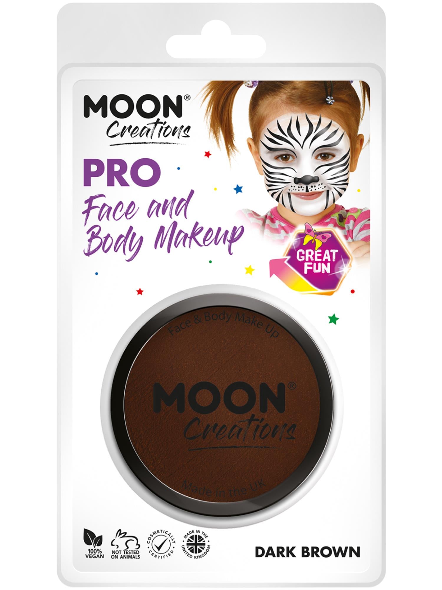 Moon Creations Pro Face Paint Cake Pot, Dark Brown