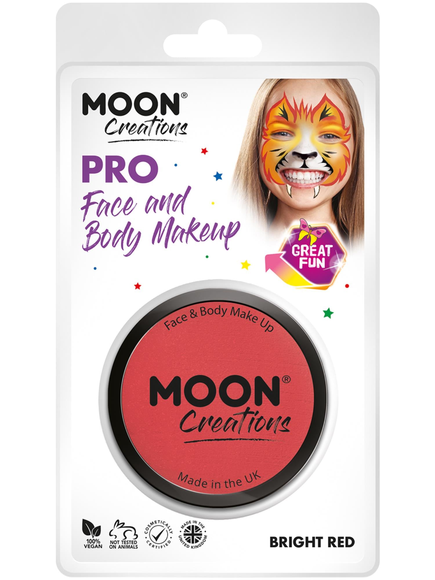 Moon Creations Pro Face Paint Cake Pot, Bright Red