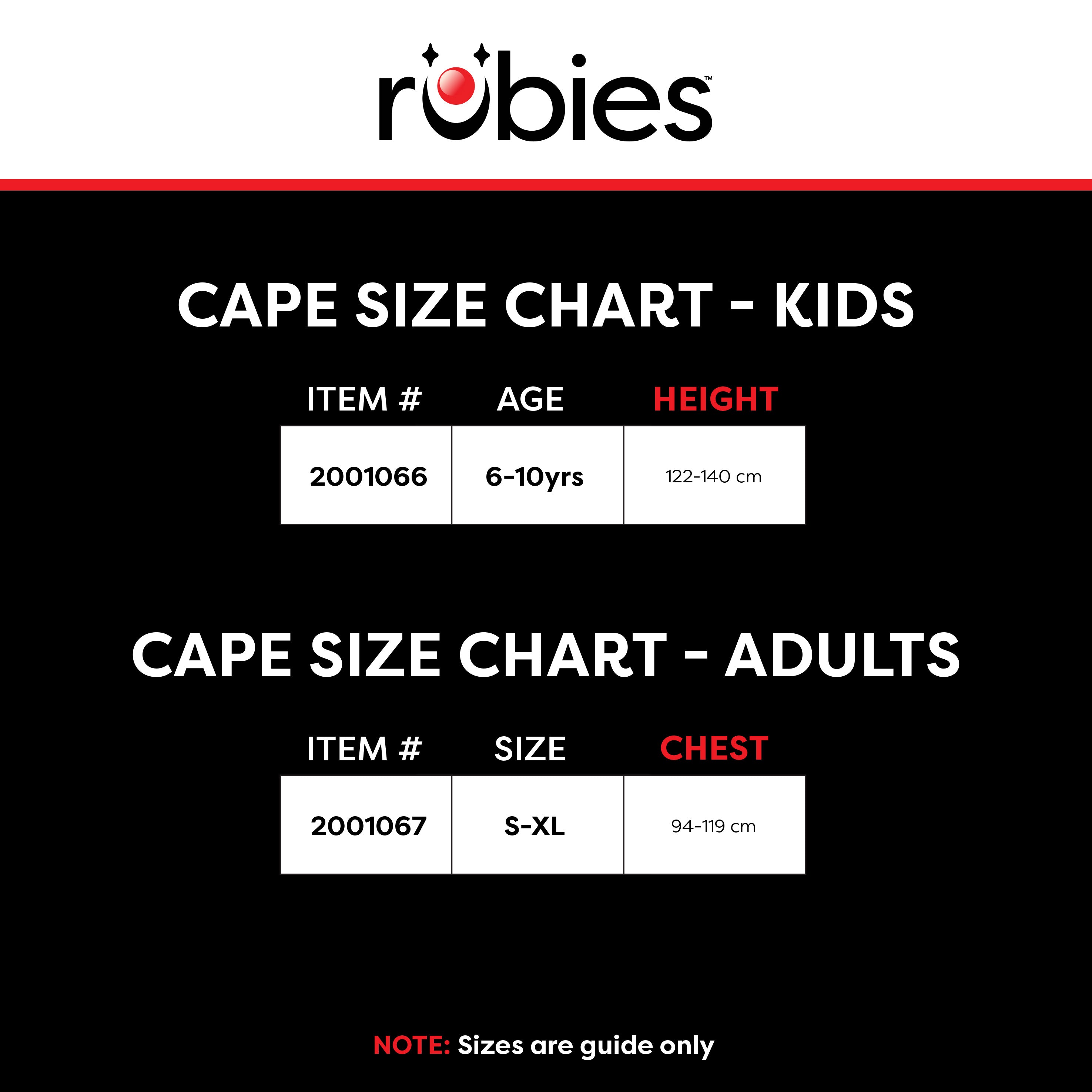 Size Charts NL Rubies Masquerade (B2B)