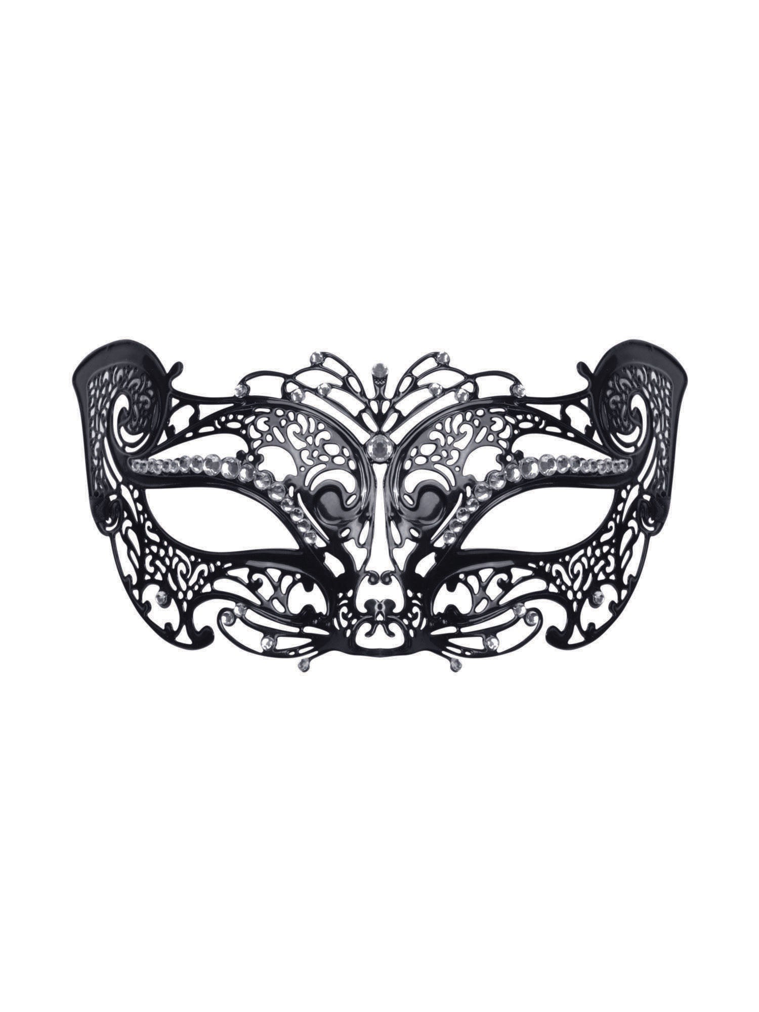 Metal Filigree Cat Mask with Stone
