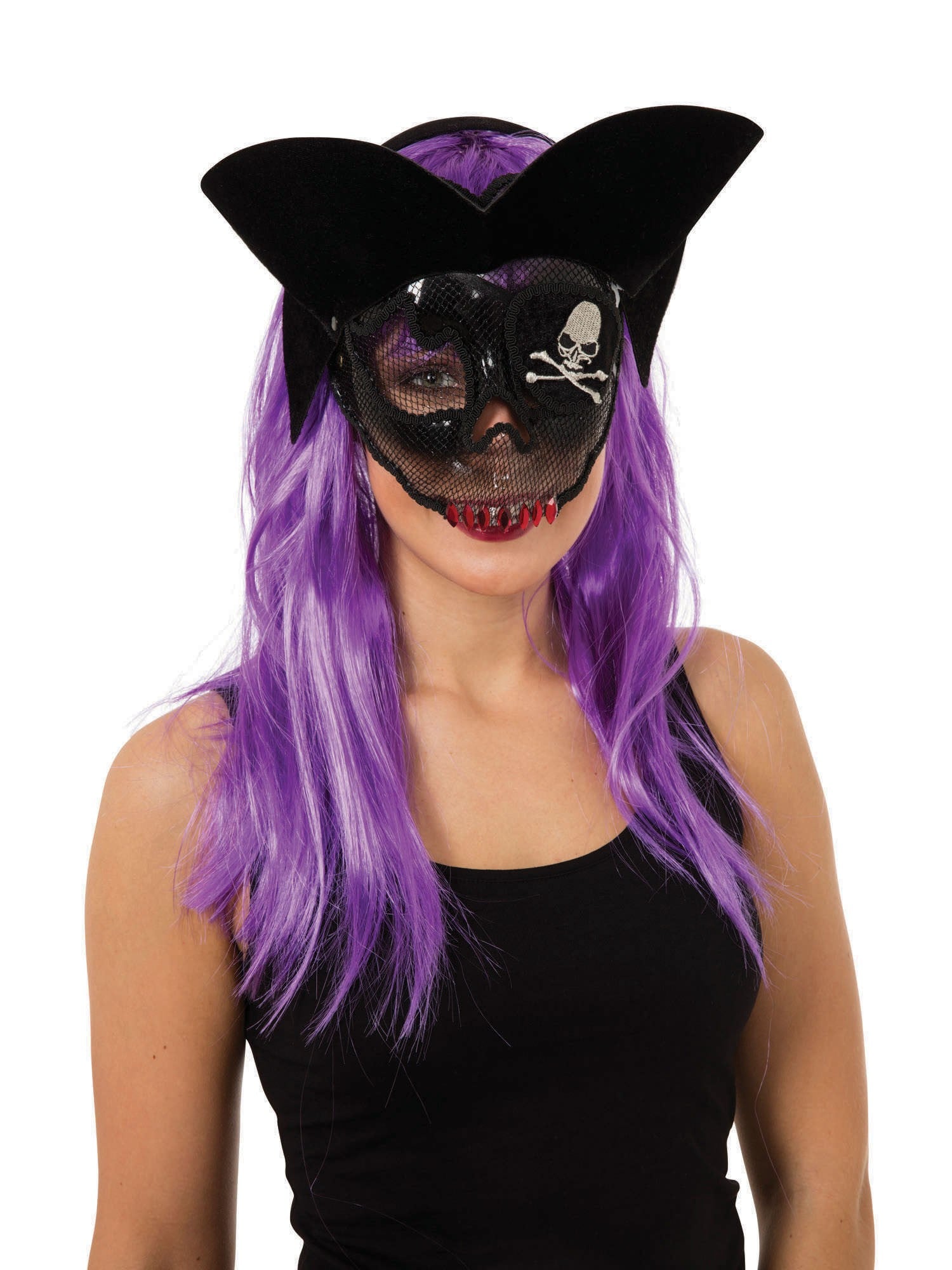 Doorzichtig piratenmasker met suikerschedel