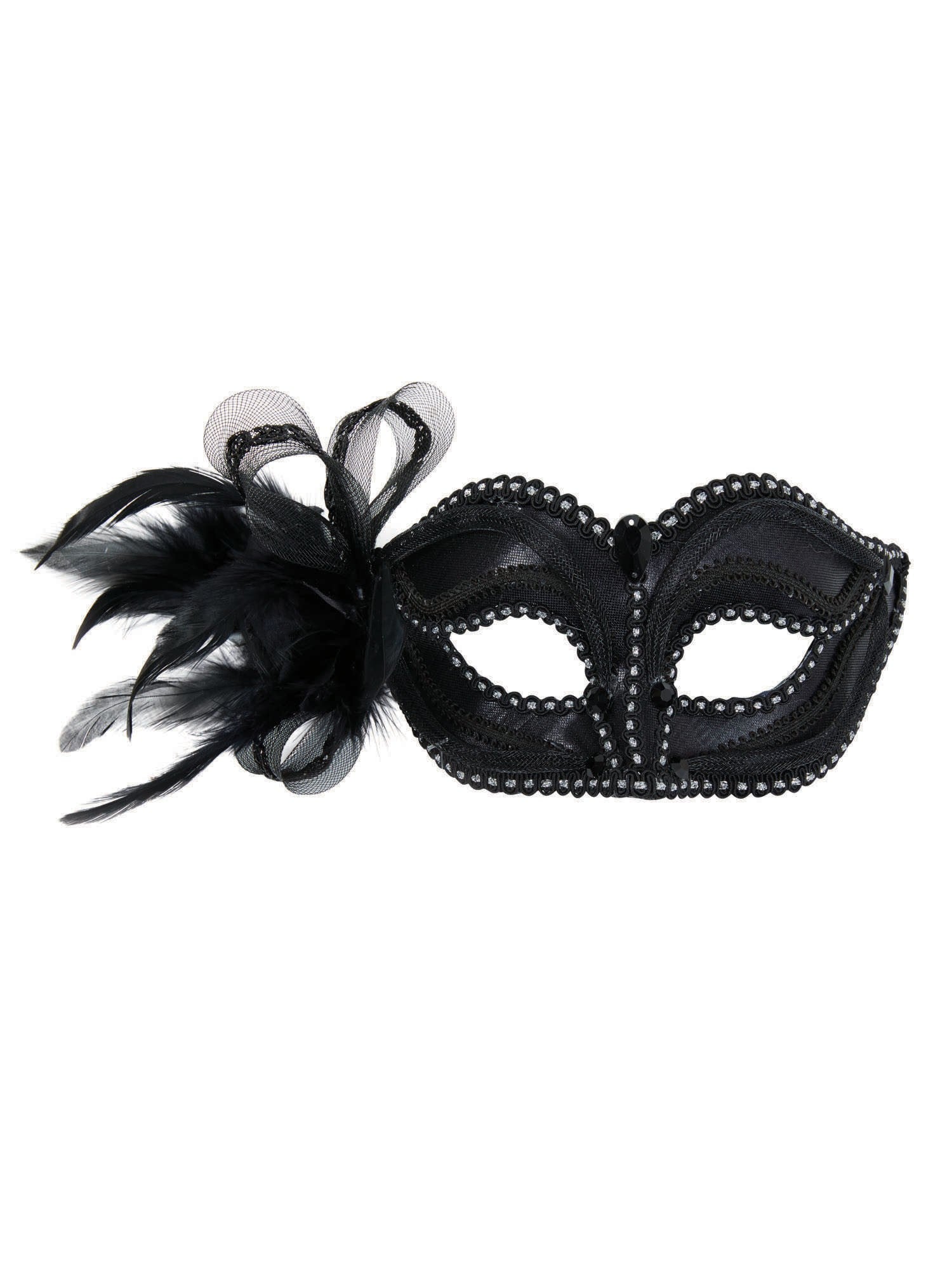 Schwarze Augenmaske mit Seitendekoration