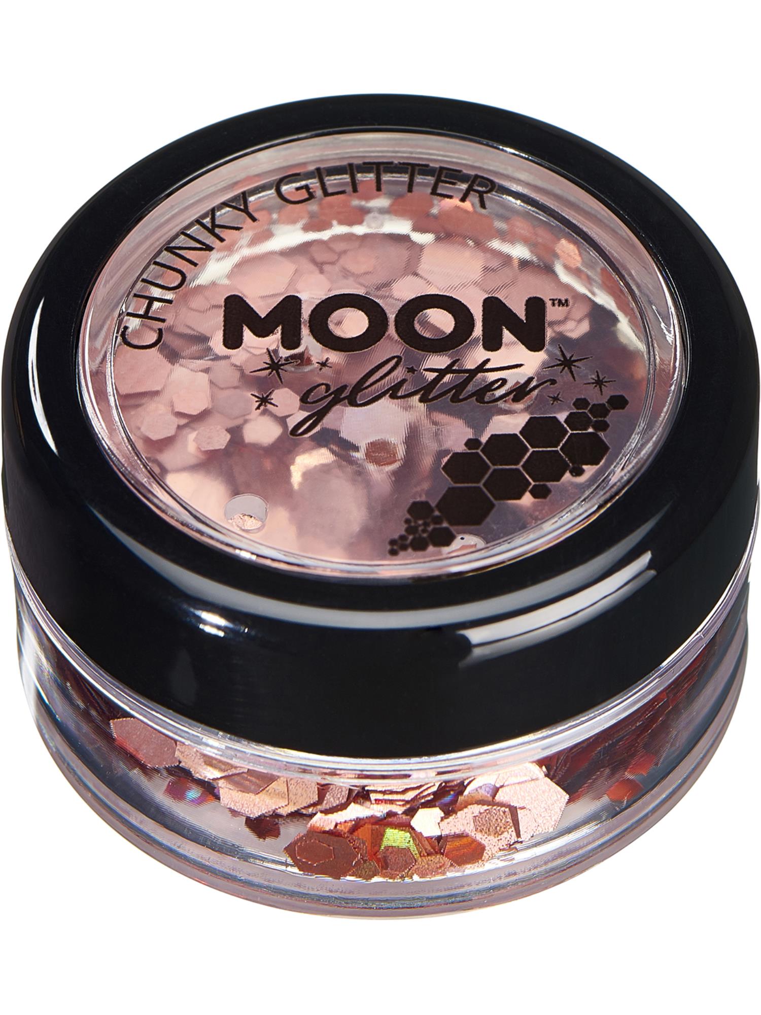 Moon Glitter Holographic Chunky Glitter, Rose Gold