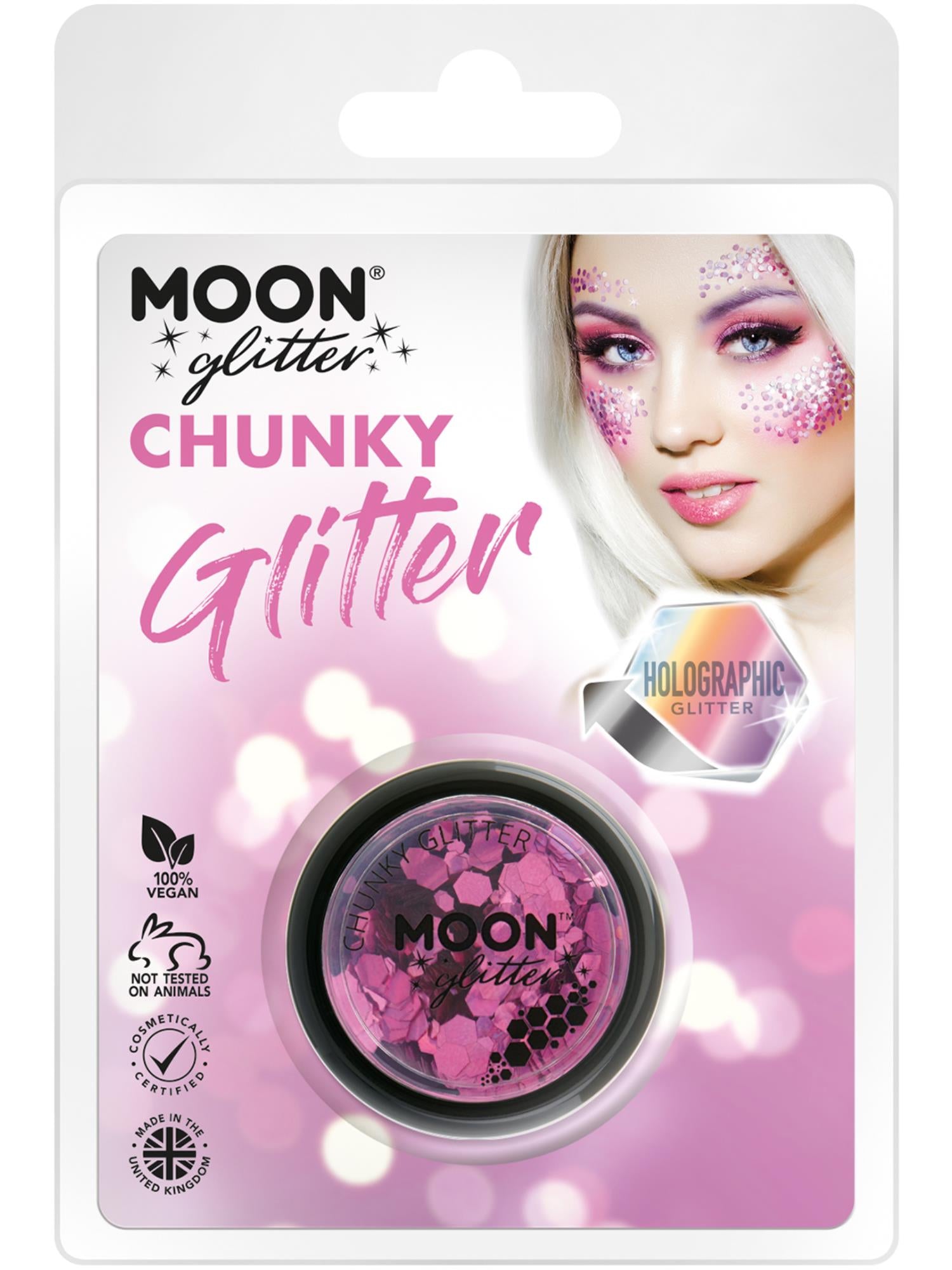 Moon Glitter – holografischer, grobkörniger Glitzer, Rosa