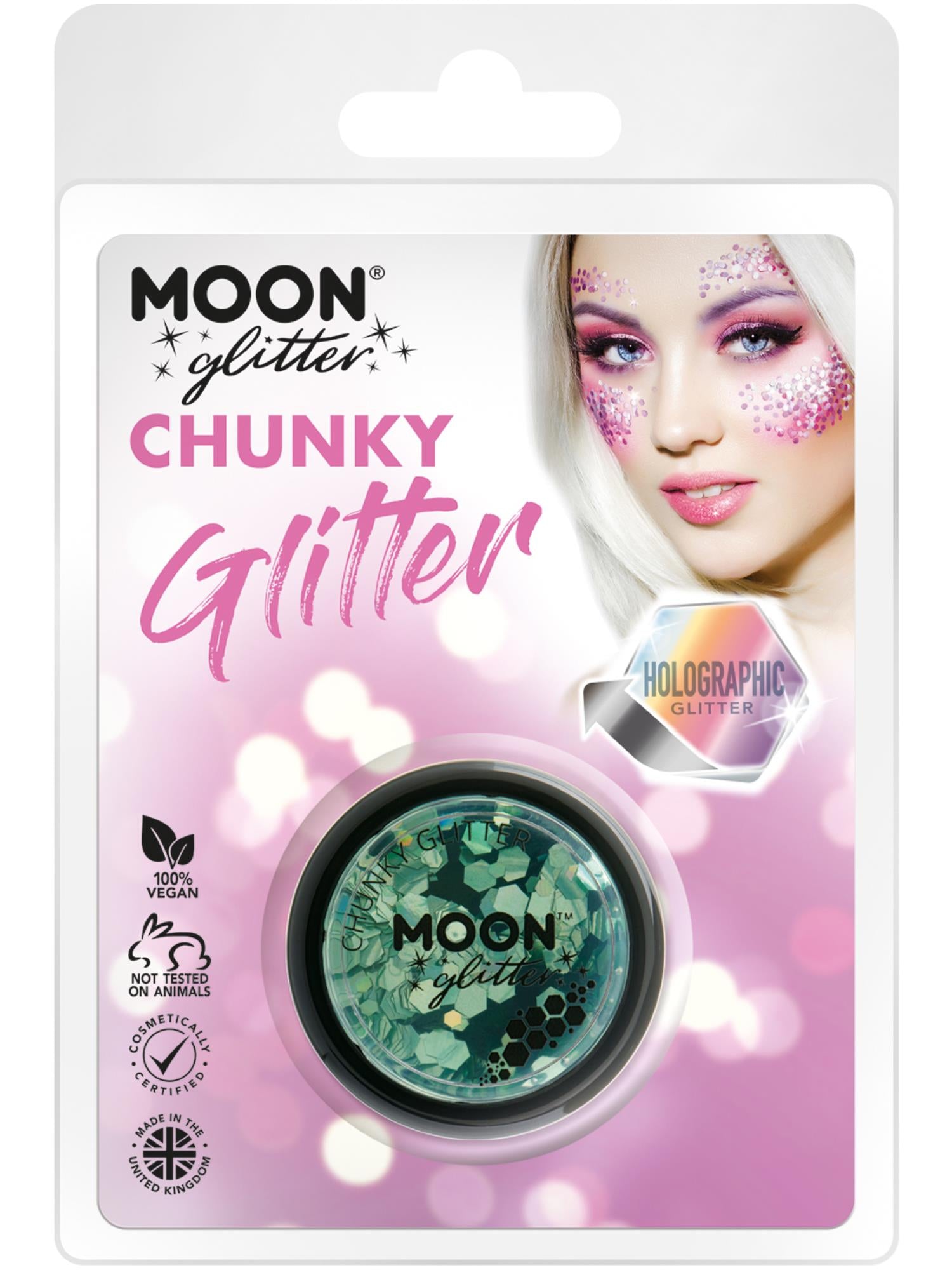 Moon Glitter Holographic Chunky Glitter, Green