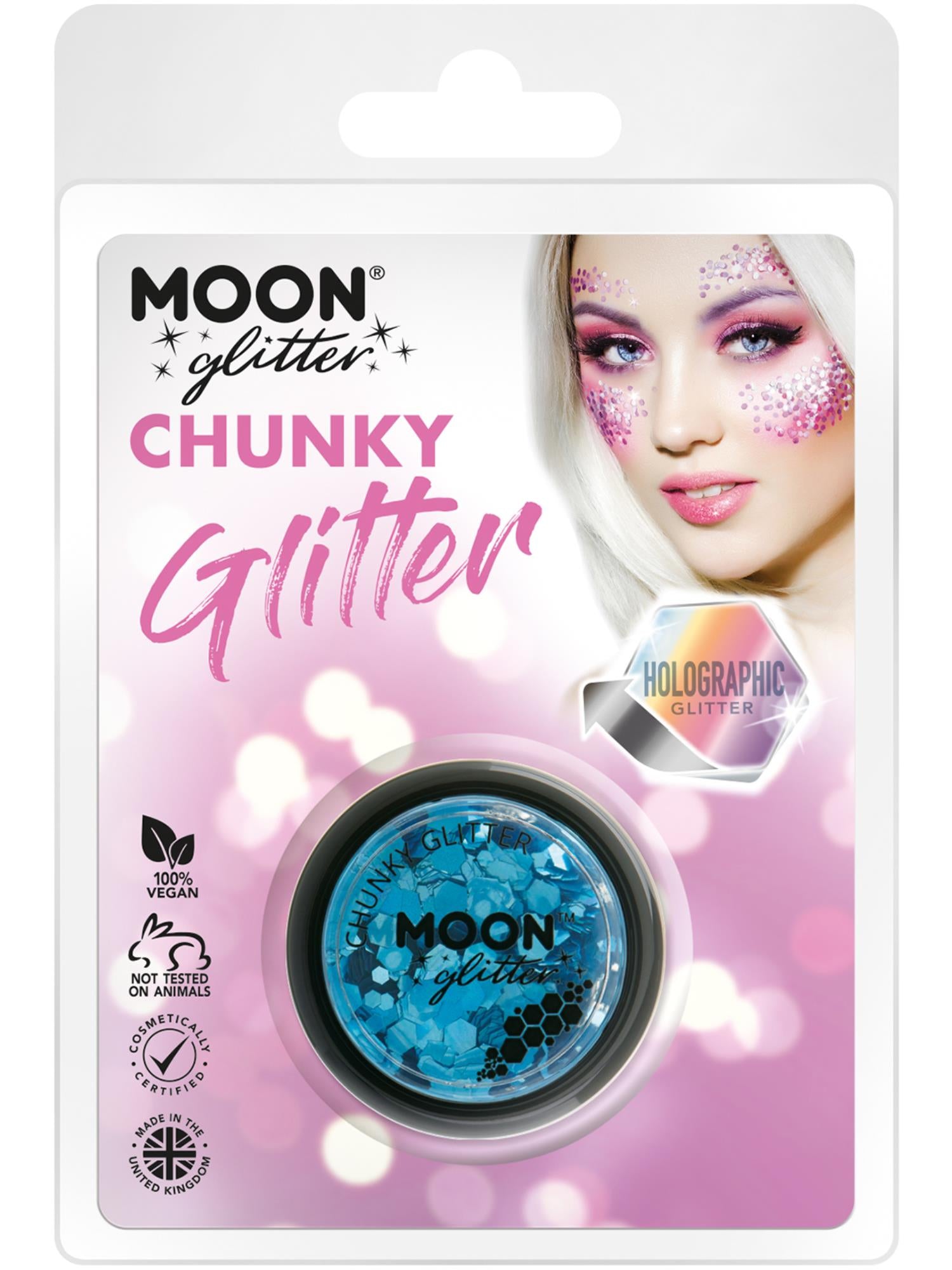 Moon Glitter Holographic Chunky Glitter, Blue