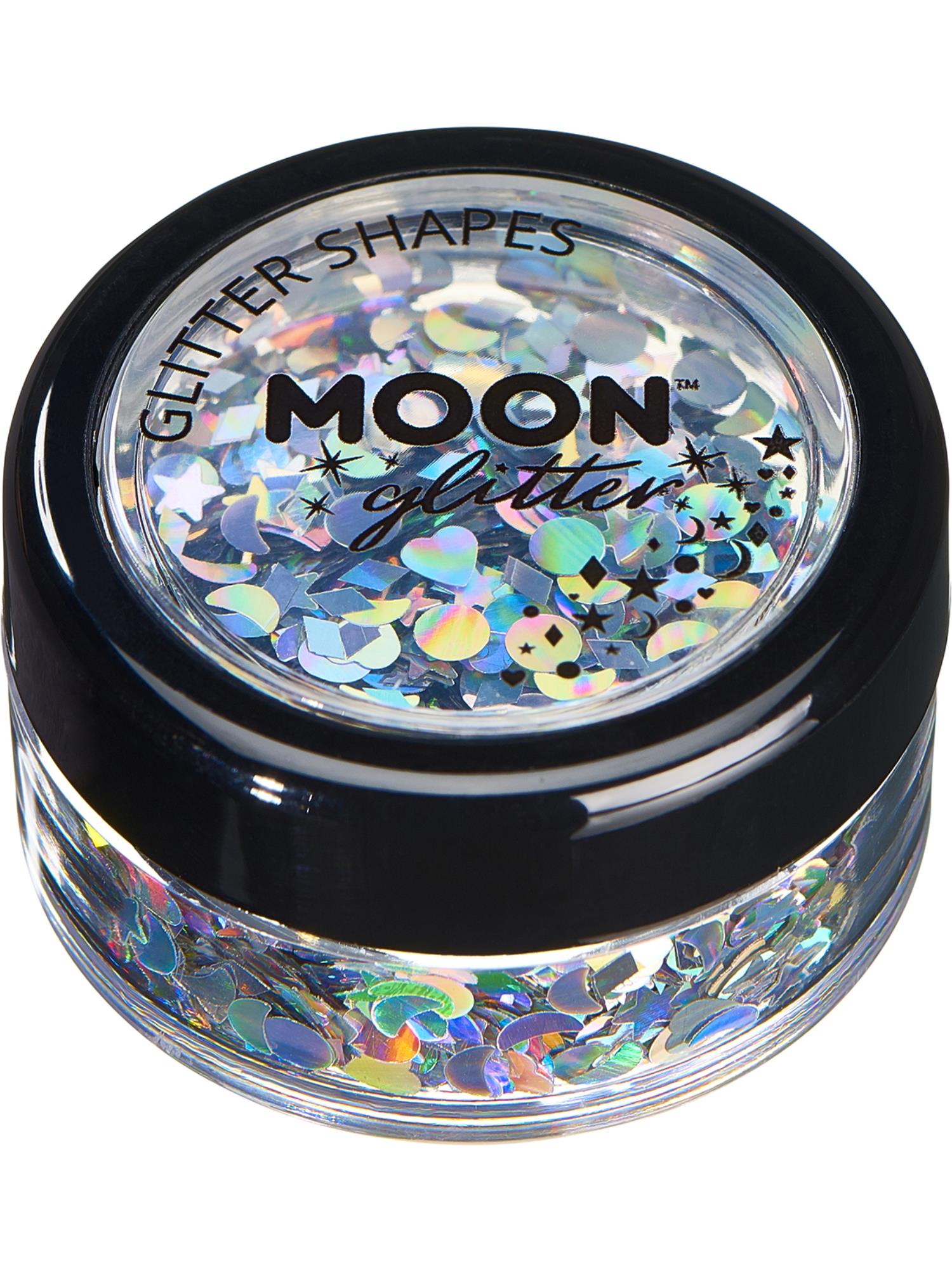 Moon Glitter Holographic Glitter Shapes, Silver