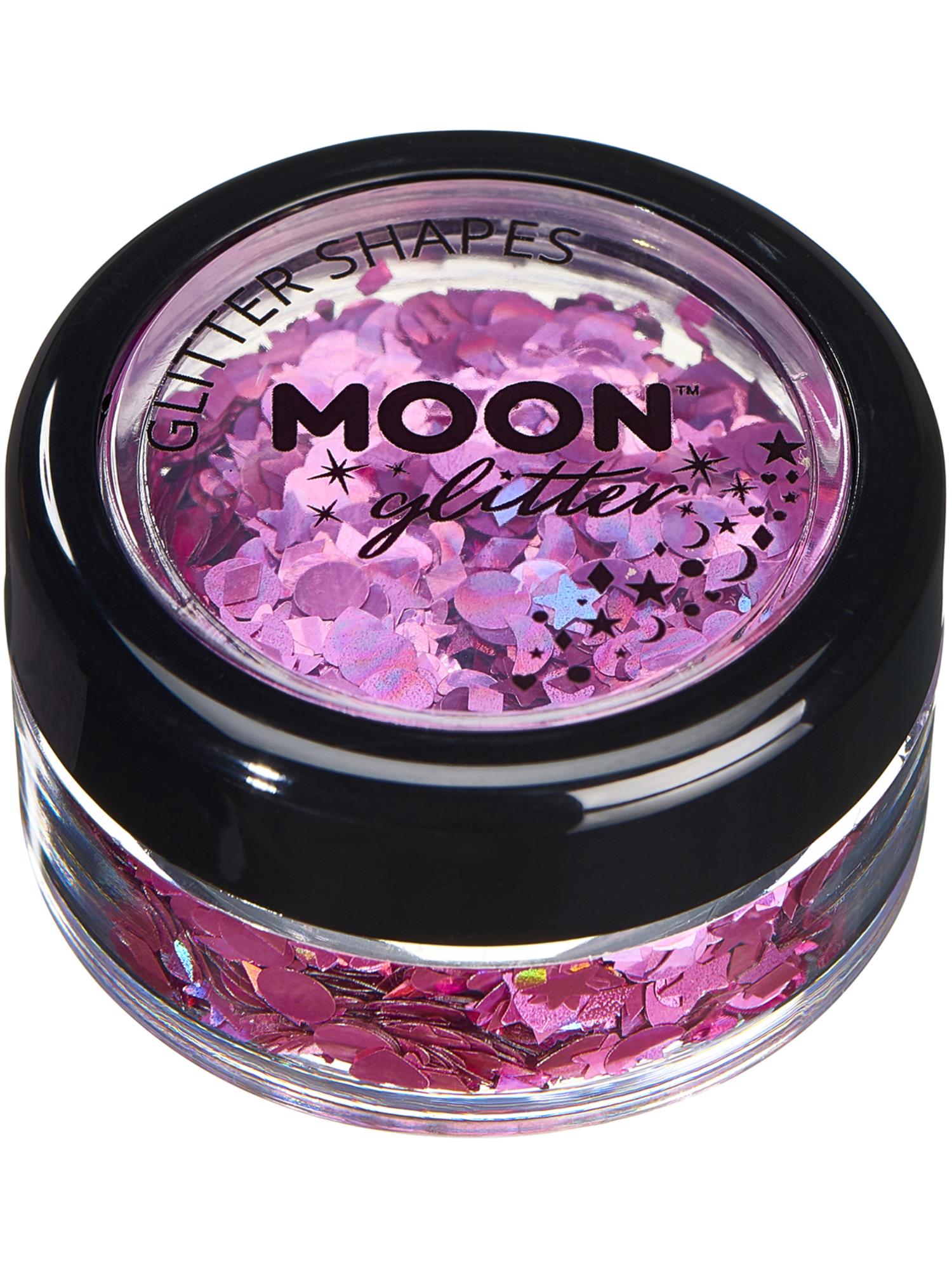 Moon Glitter Holographic Glitter Shapes, Pink