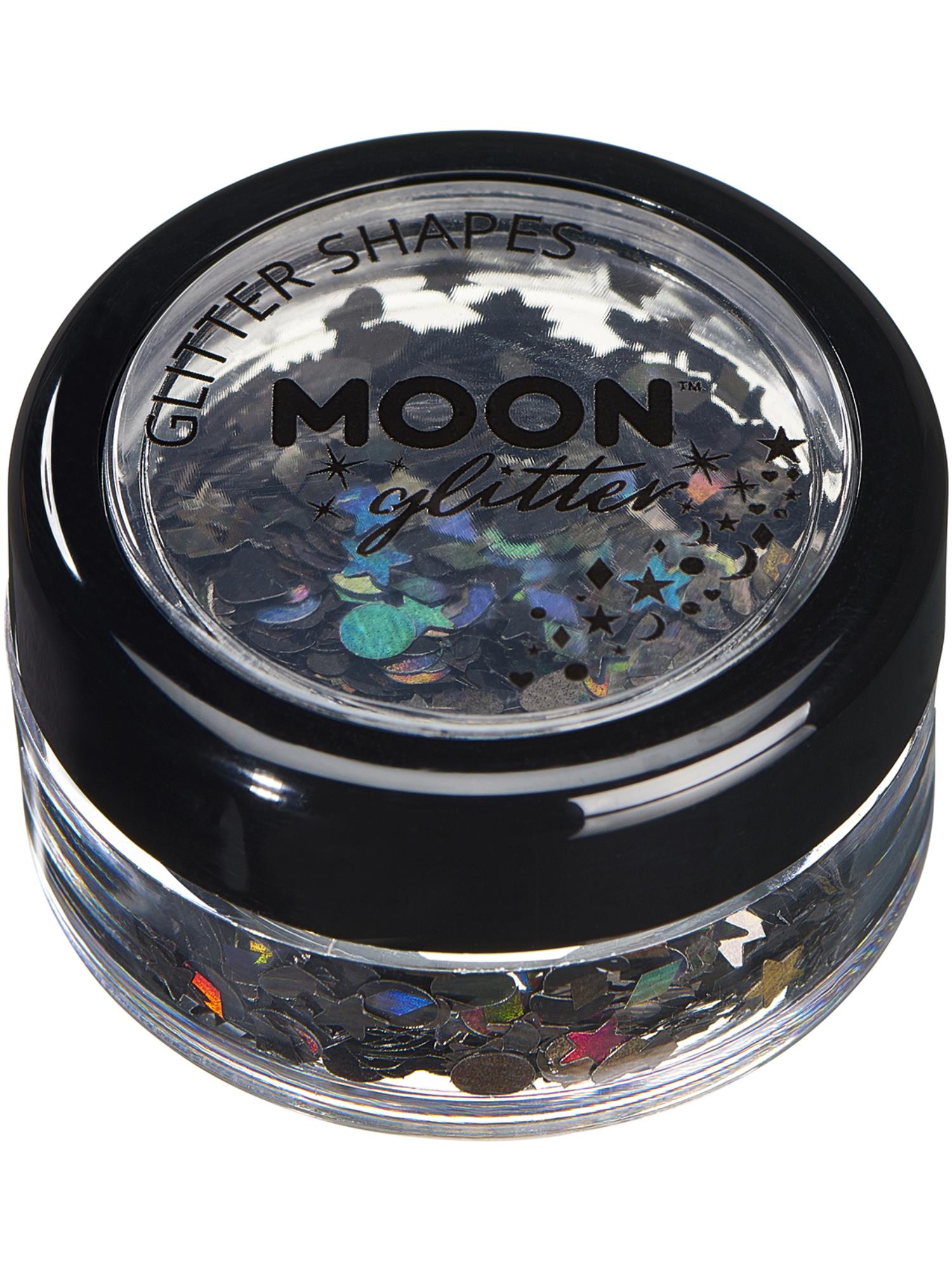 Moon Glitter Holographic Glitter Shapes, Black