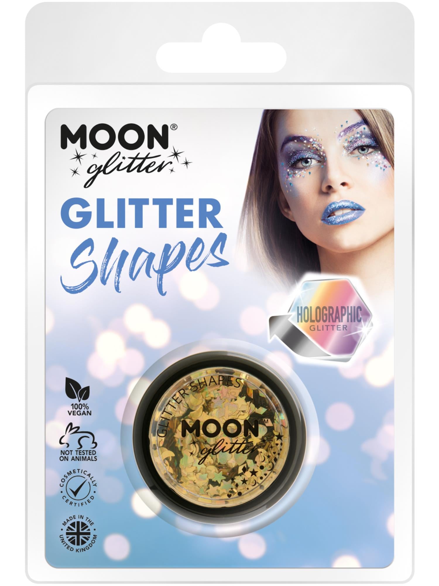 Moon Glitter Holographic Glitter Shapes, Gold