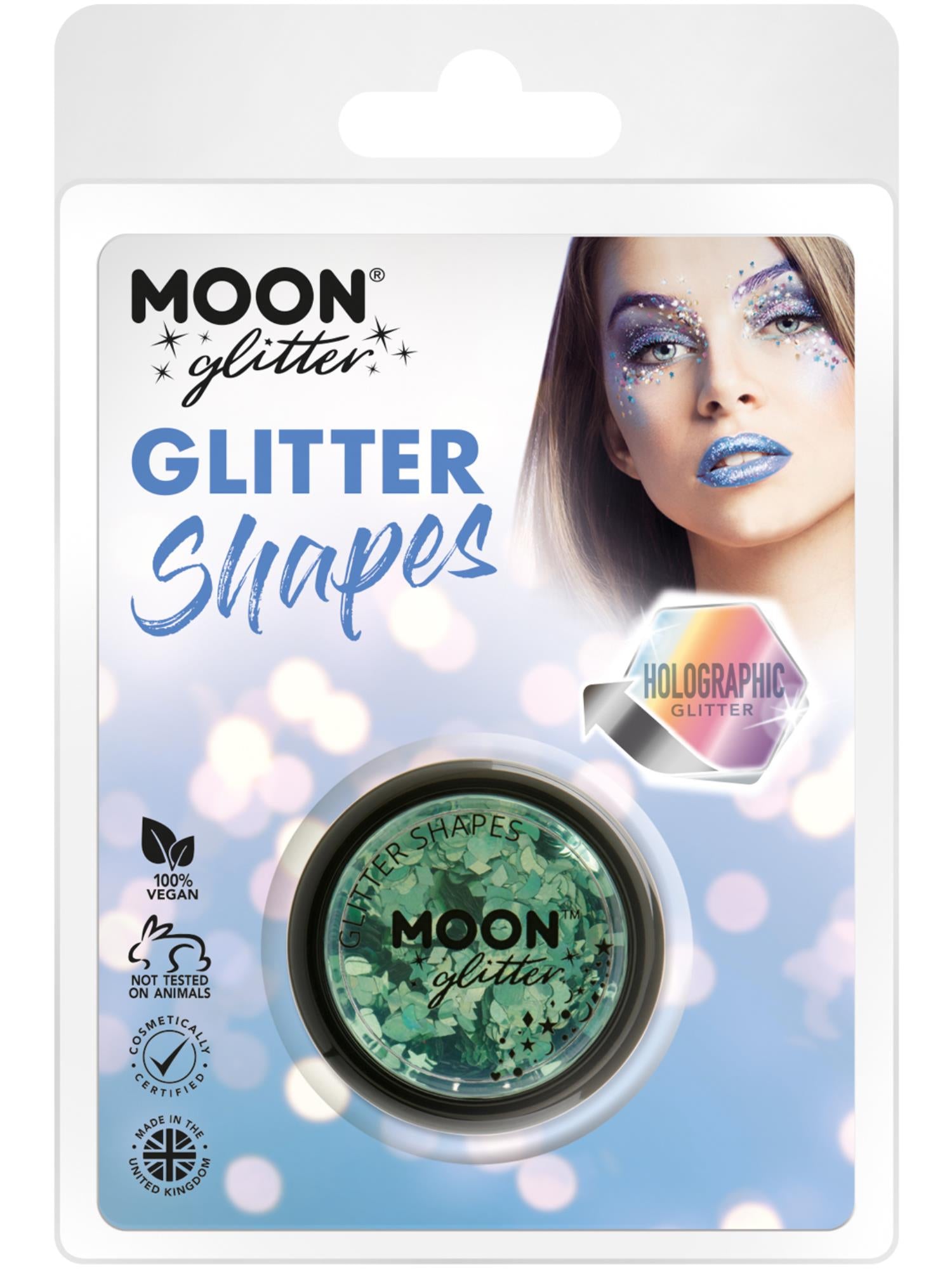Moon Glitter Holographic Glitter Shapes, Green