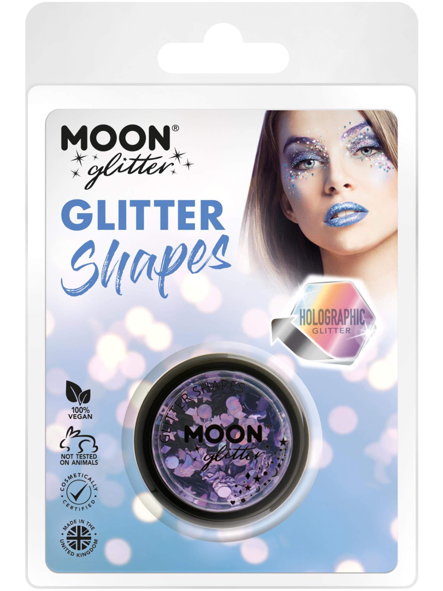 Moon Glitter Holographic Glitter Shapes, Purple