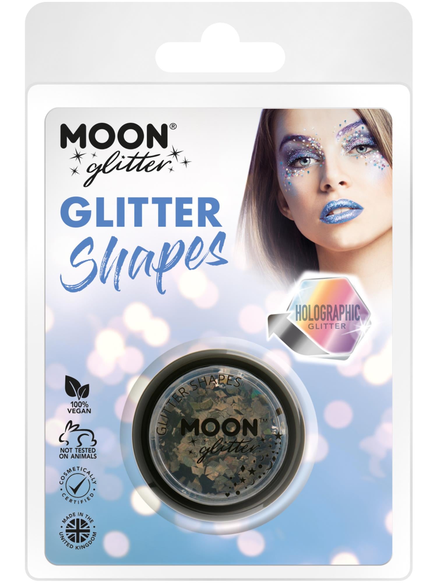 Moon Glitter Holographic Glitter Shapes, Black
