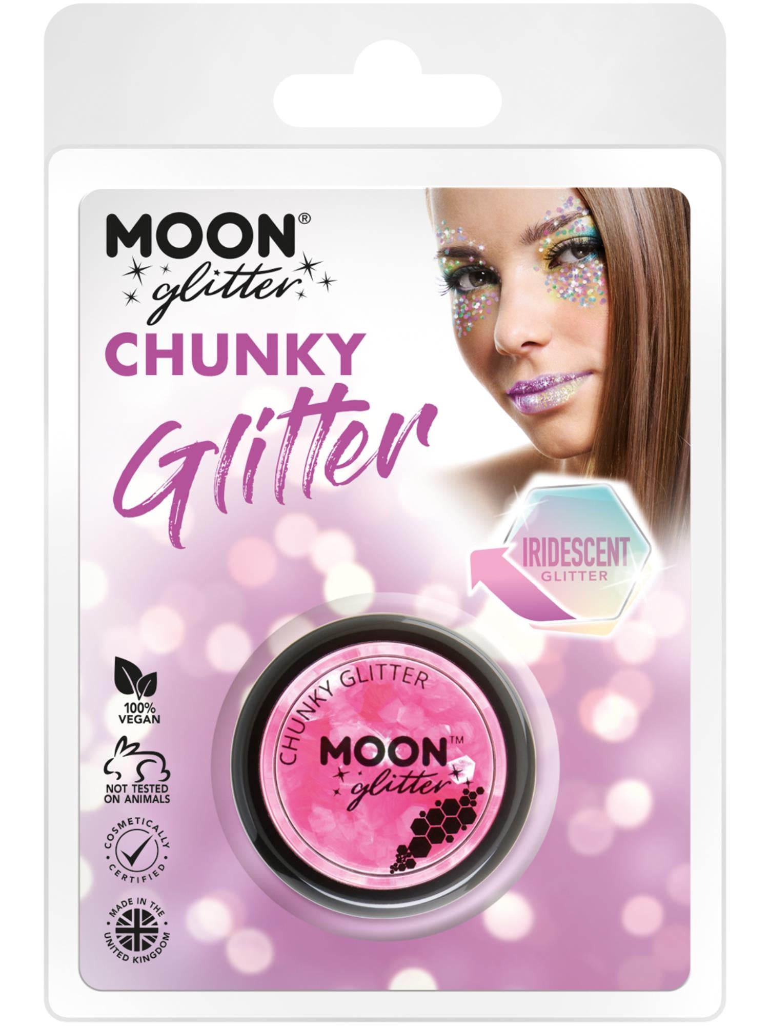Moon Glitter Iridescent Chunky Glitter, Pink