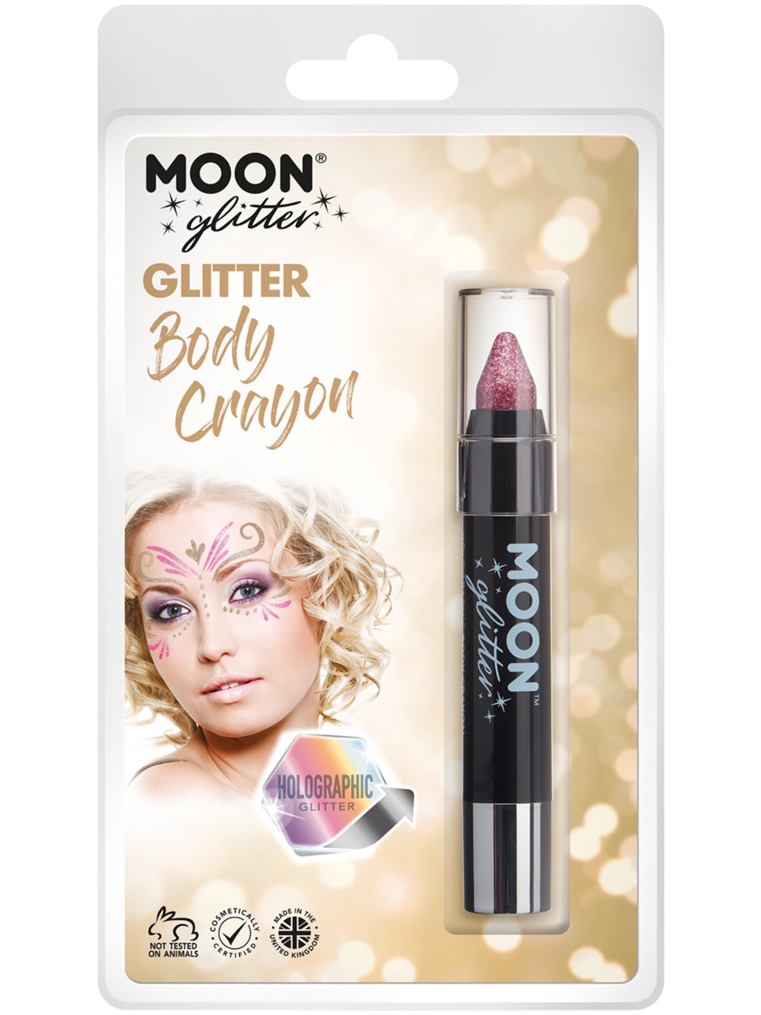 Moon Glitter Holographic Body Crayons, Pink