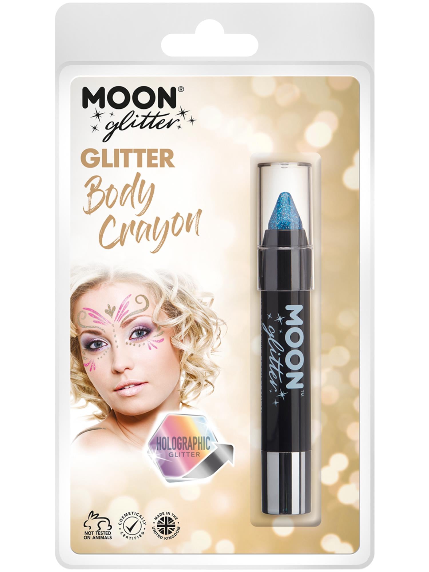 Moon Glitter Holographic Body Crayons, Blue