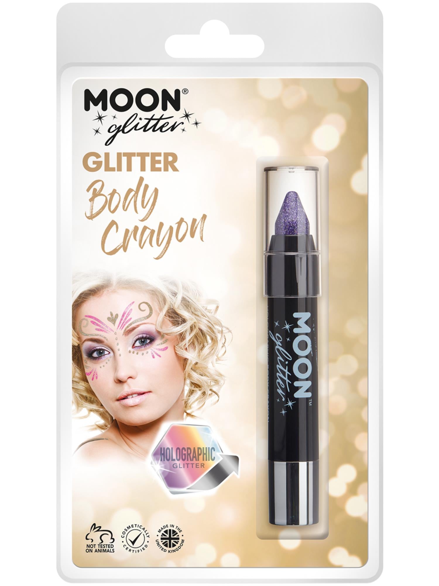 Moon Glitter Holographic Body Crayons, Purple