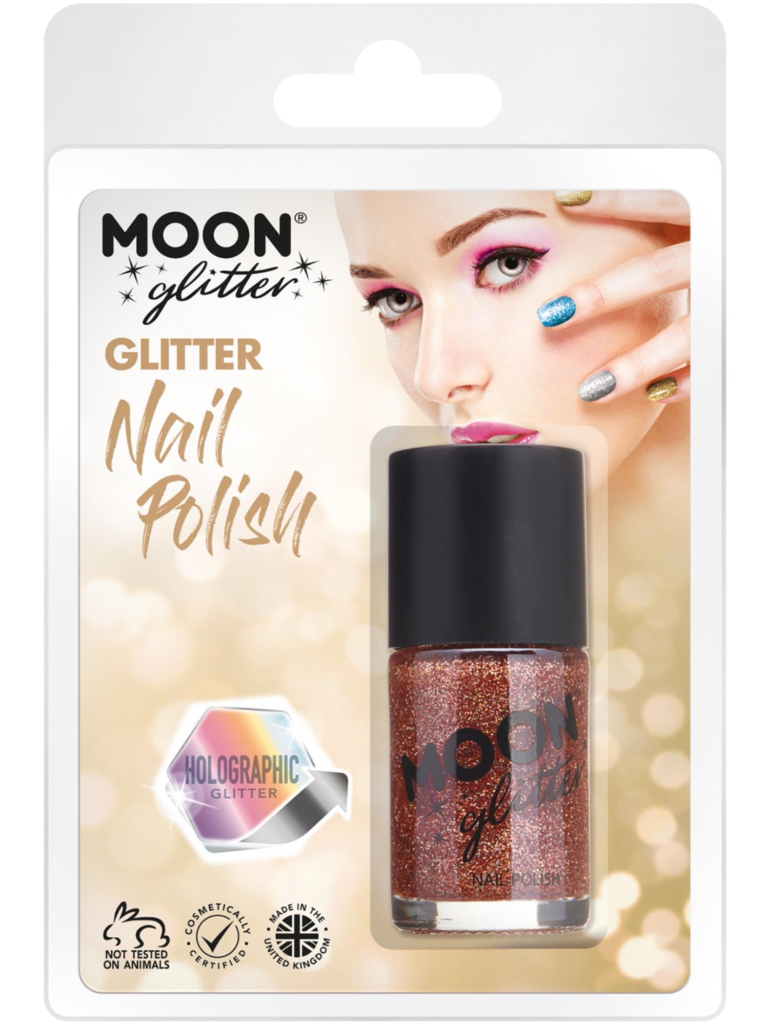 Moon Glitter Holographic Nail Polish, Rose Gold