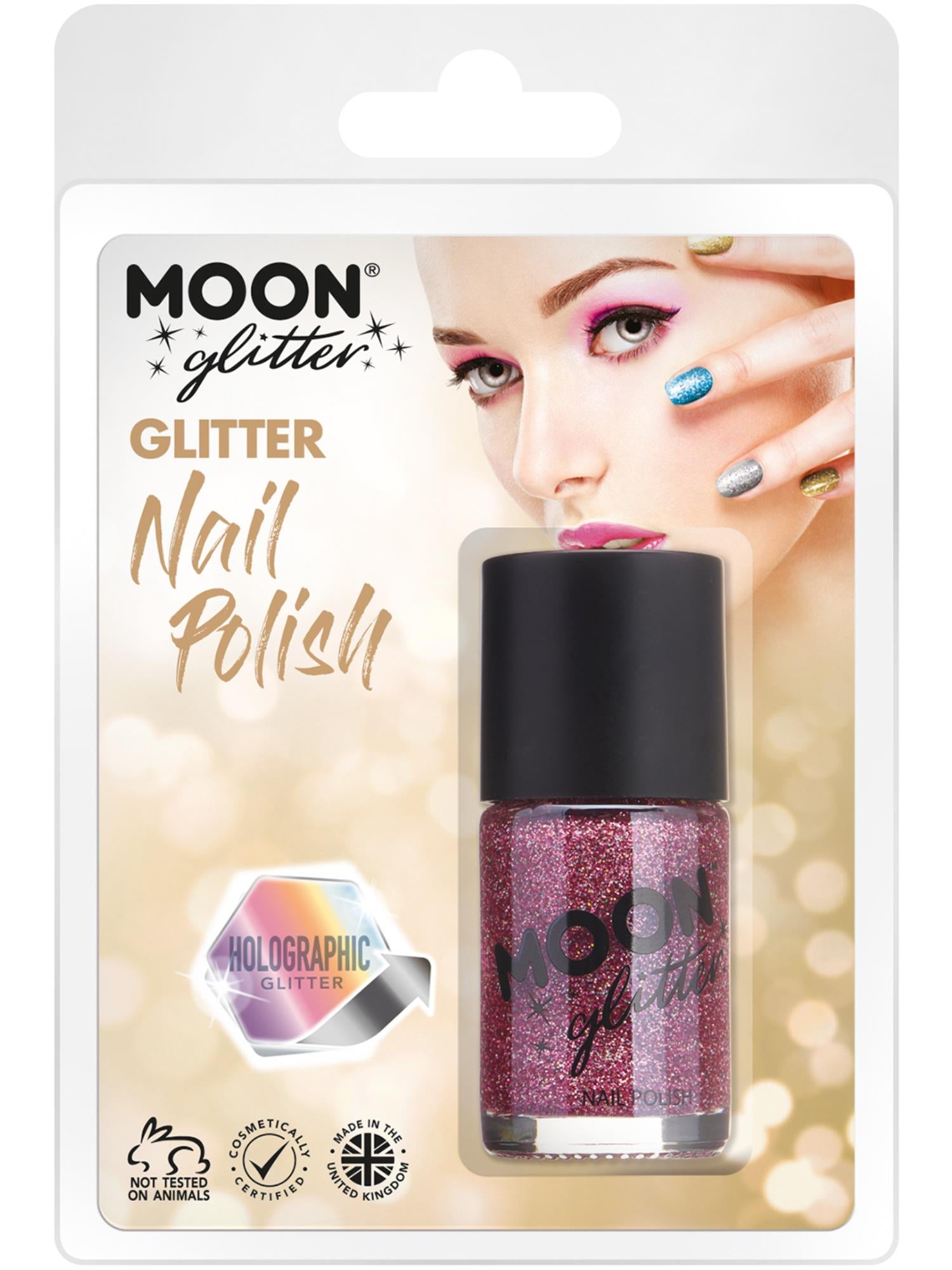 Moon Glitter holografische nagellak, roze