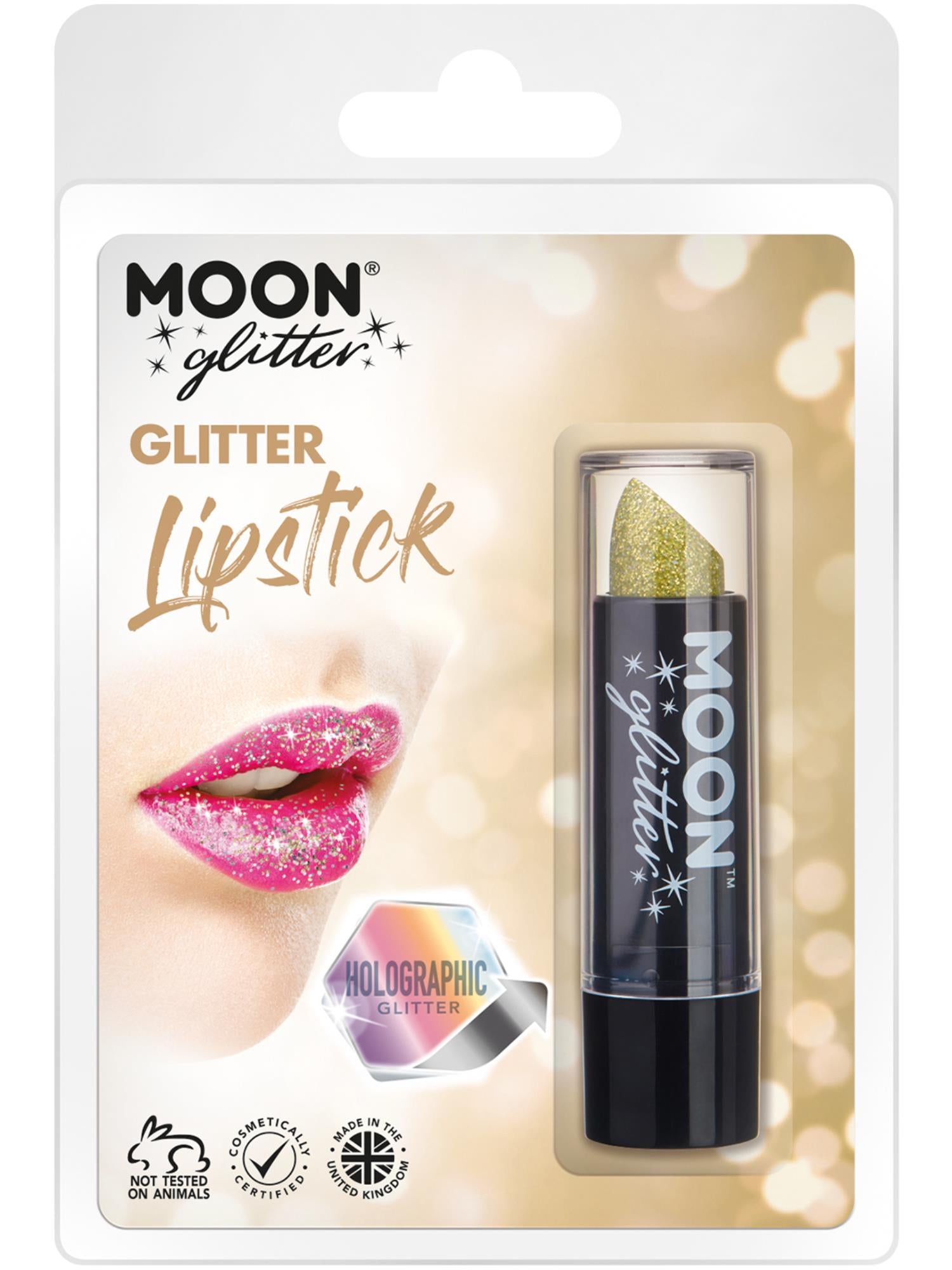 Moon Glitter Holographic Glitter Lipstick, Gold