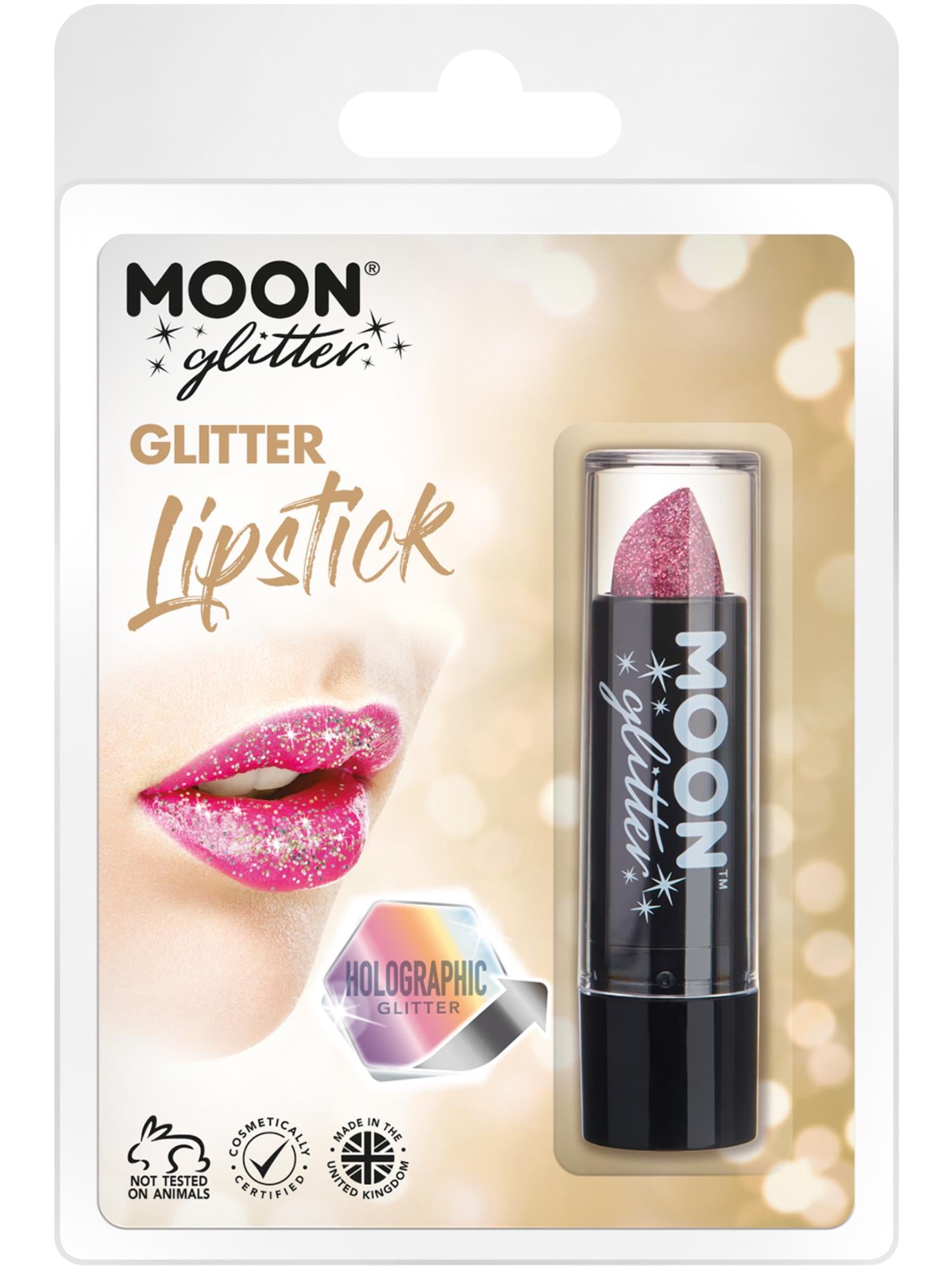 Moon Glitter Holographic Glitter Lipstick, Pink