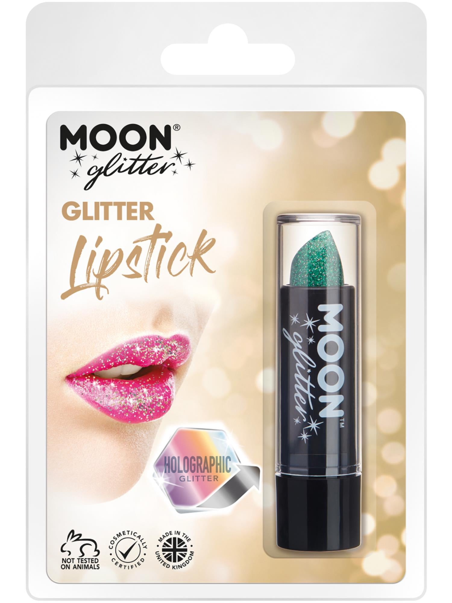 Moon Glitter Holographic Glitter Lipstick, Green
