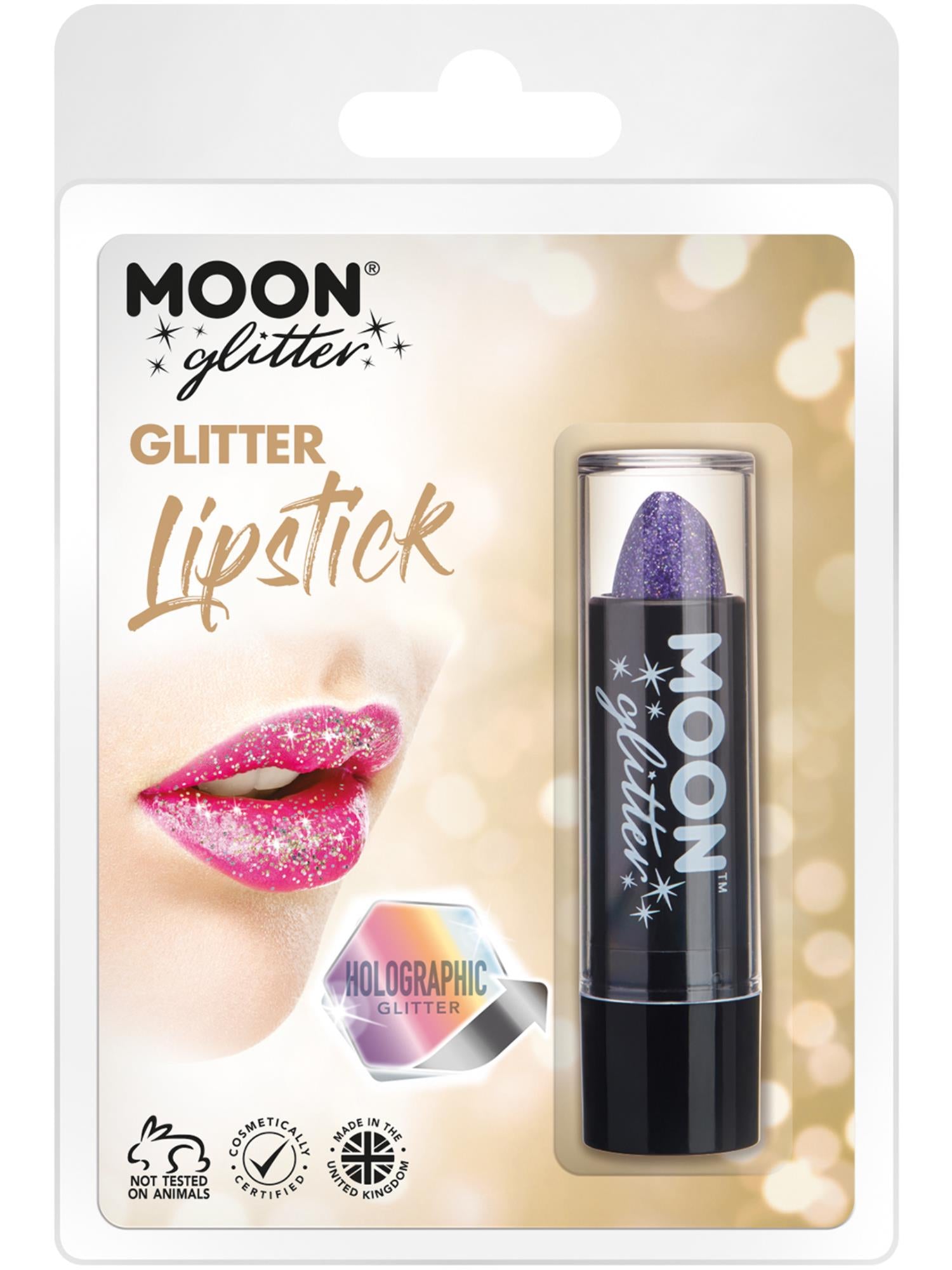 Moon Glitter Holographic Glitter Lipstick, Purple