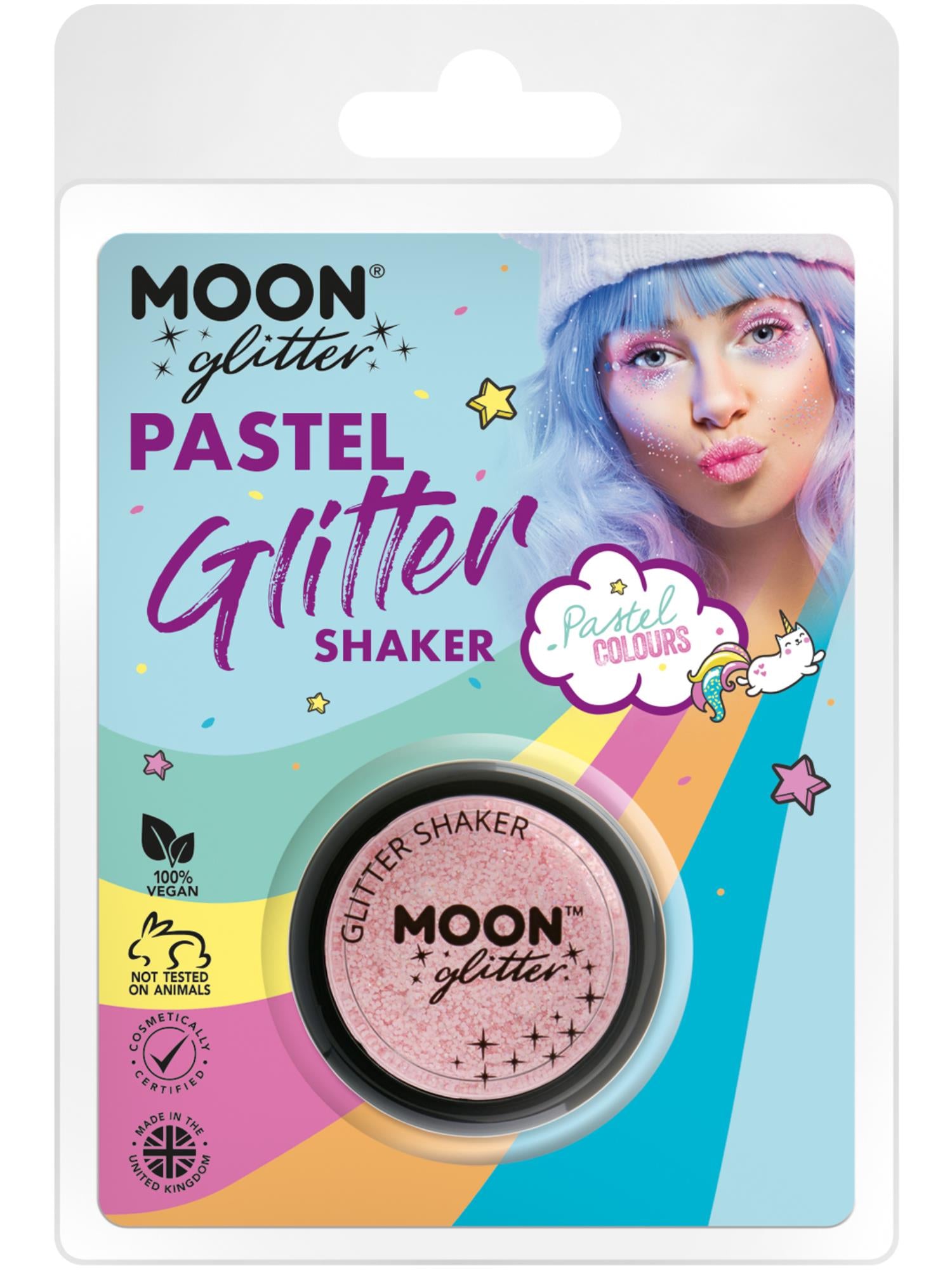 Moon Glitter Pastel Glitter Shakers, Baby Pink