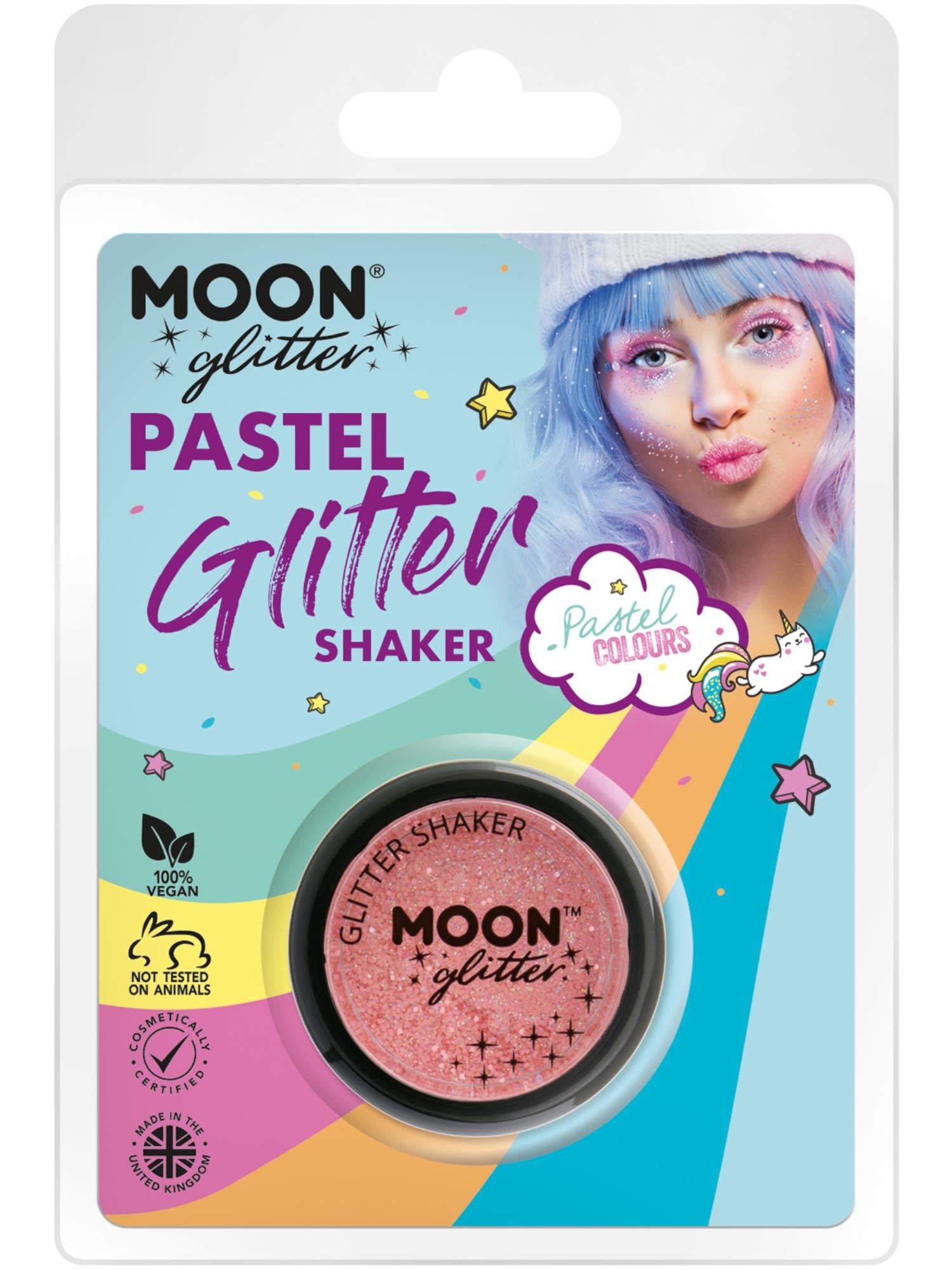 Moon Glitter Pastel Glitter Shakers, Coral