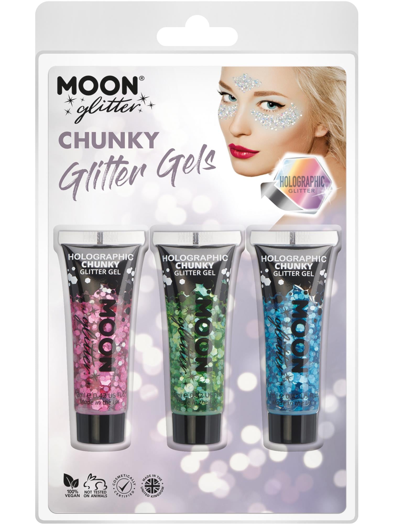 Moon Glitter Holographic Chunky Glitter Gel,