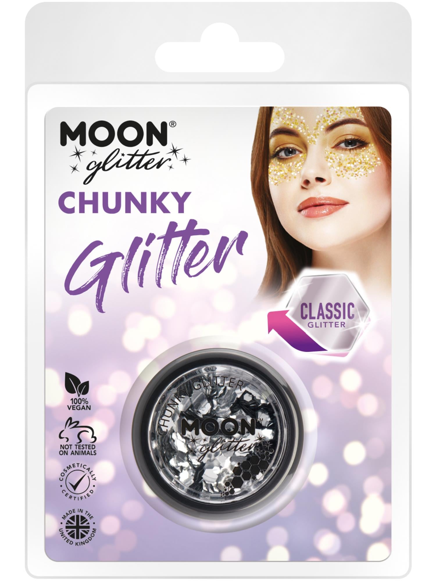 Moon Glitter Classic Chunky Glitter, Silver