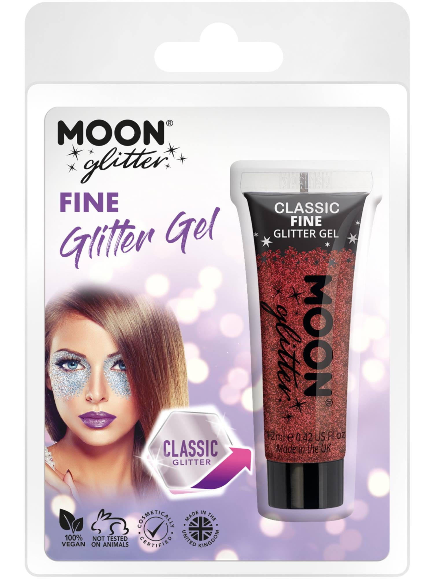 Moon Glitter Classic Fine Glitter Gel, Red