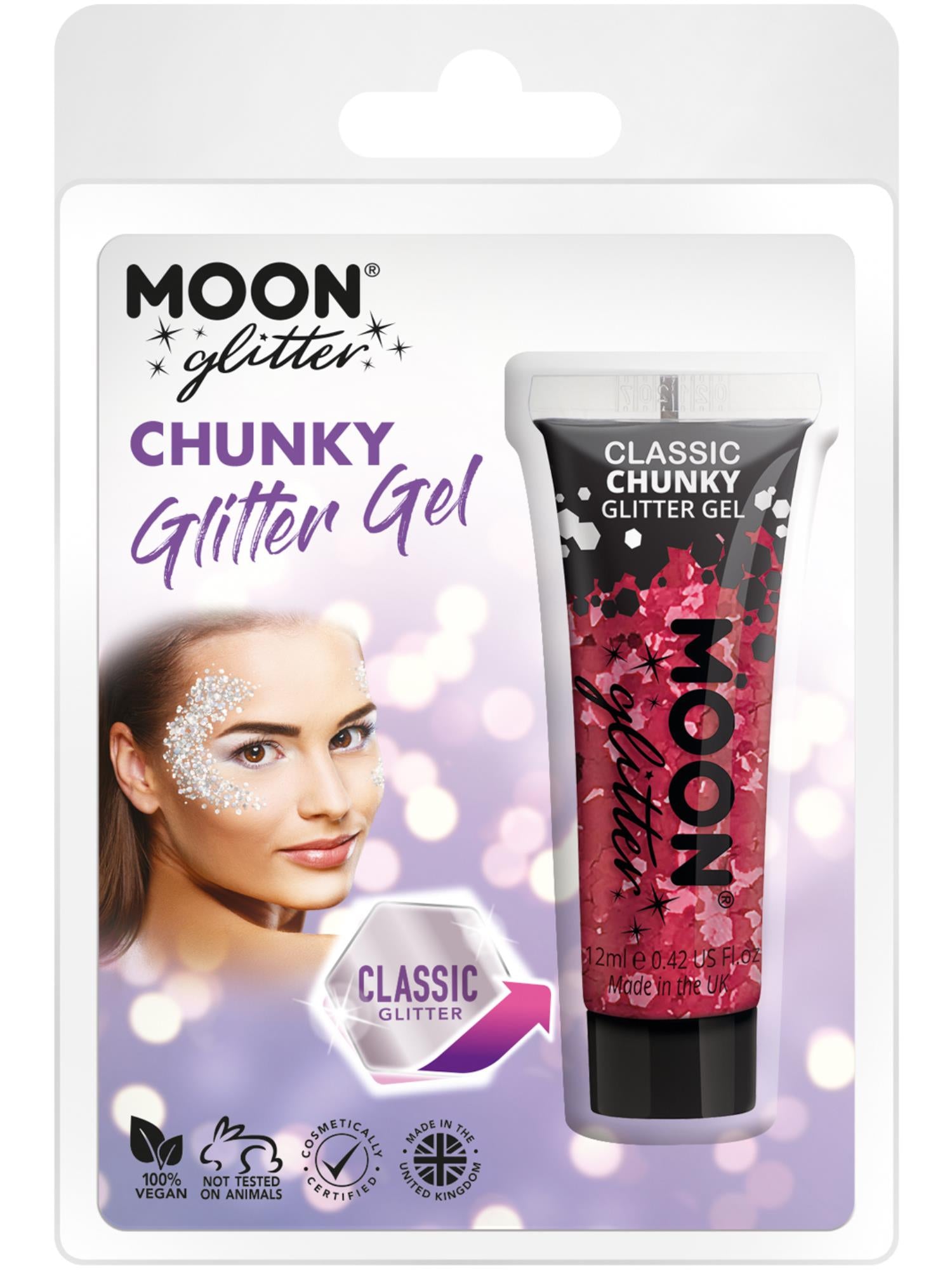 Moon Glitter Classic Chunky Glitter Gel, Red