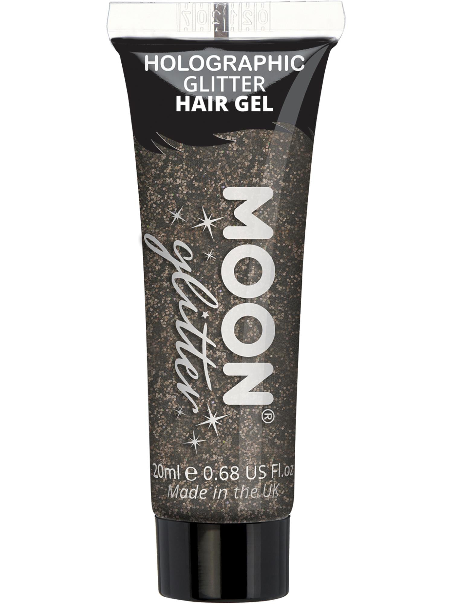 Moon Glitter Holographic Glitter Hair Gel, Black
