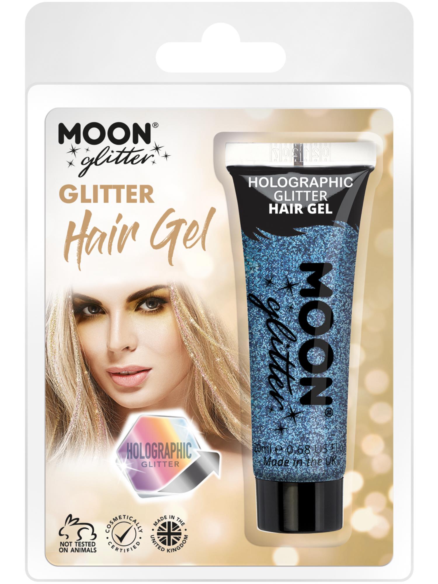 Moon Glitter Holographic Glitter Hair Gel, Blue
