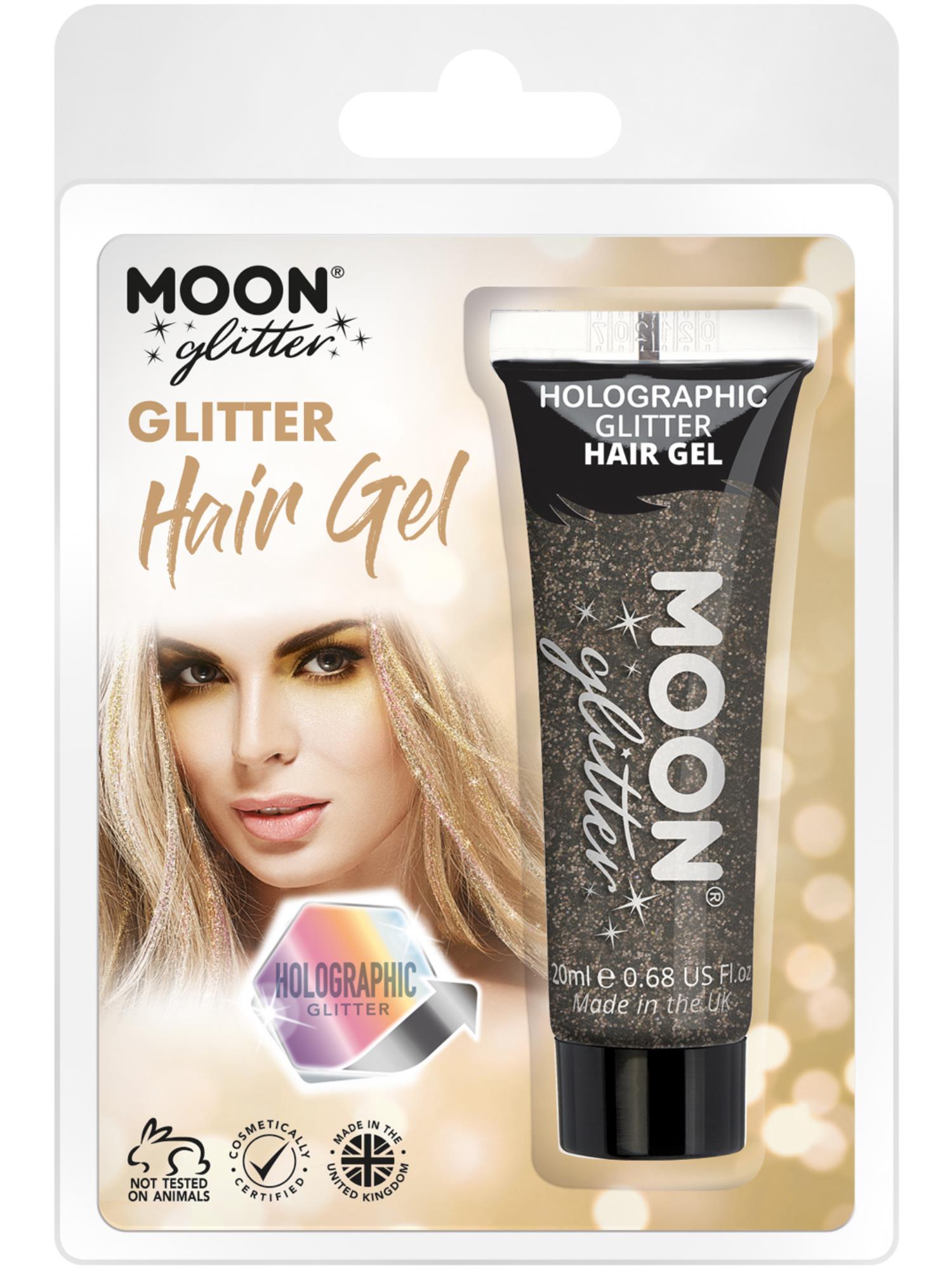 Moon Glitter Holographic Glitter Hair Gel, Black