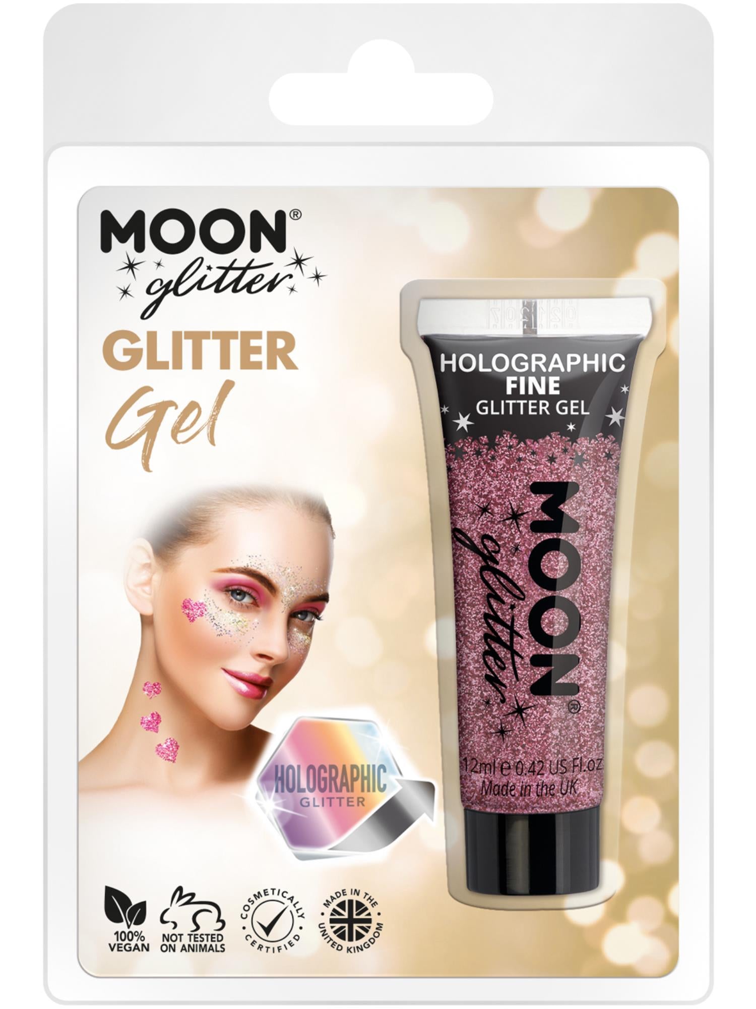 Moon Glitter Holographic Fine Glitter Gel, Pink
