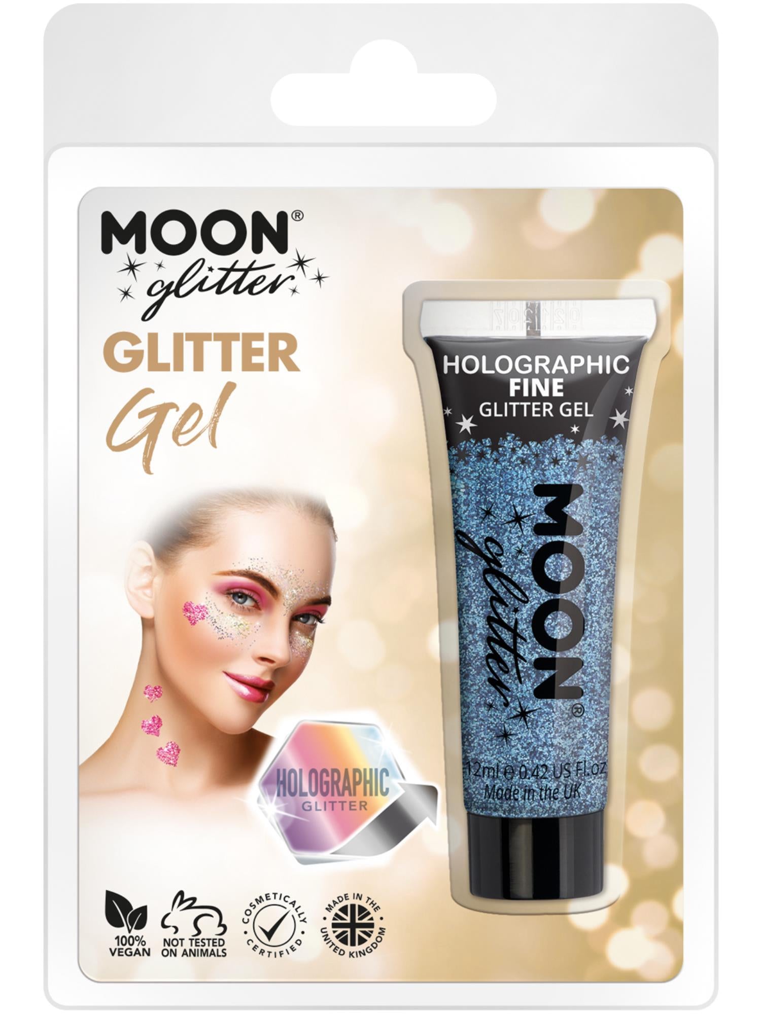 Moon Glitter Holographic Fine Glitter Gel, Blue