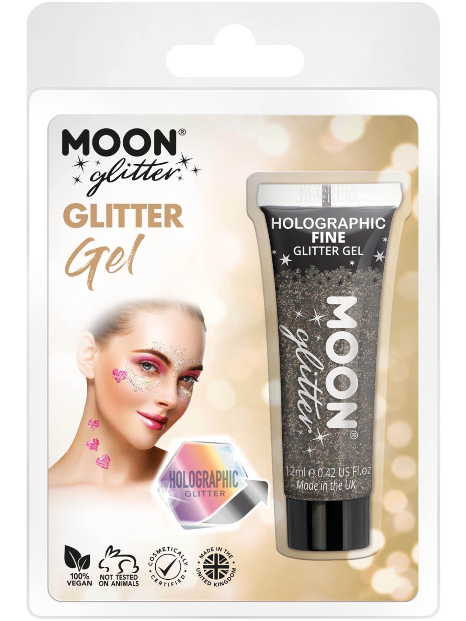 Moon Glitter Holographic Fine Glitter Gel, Black