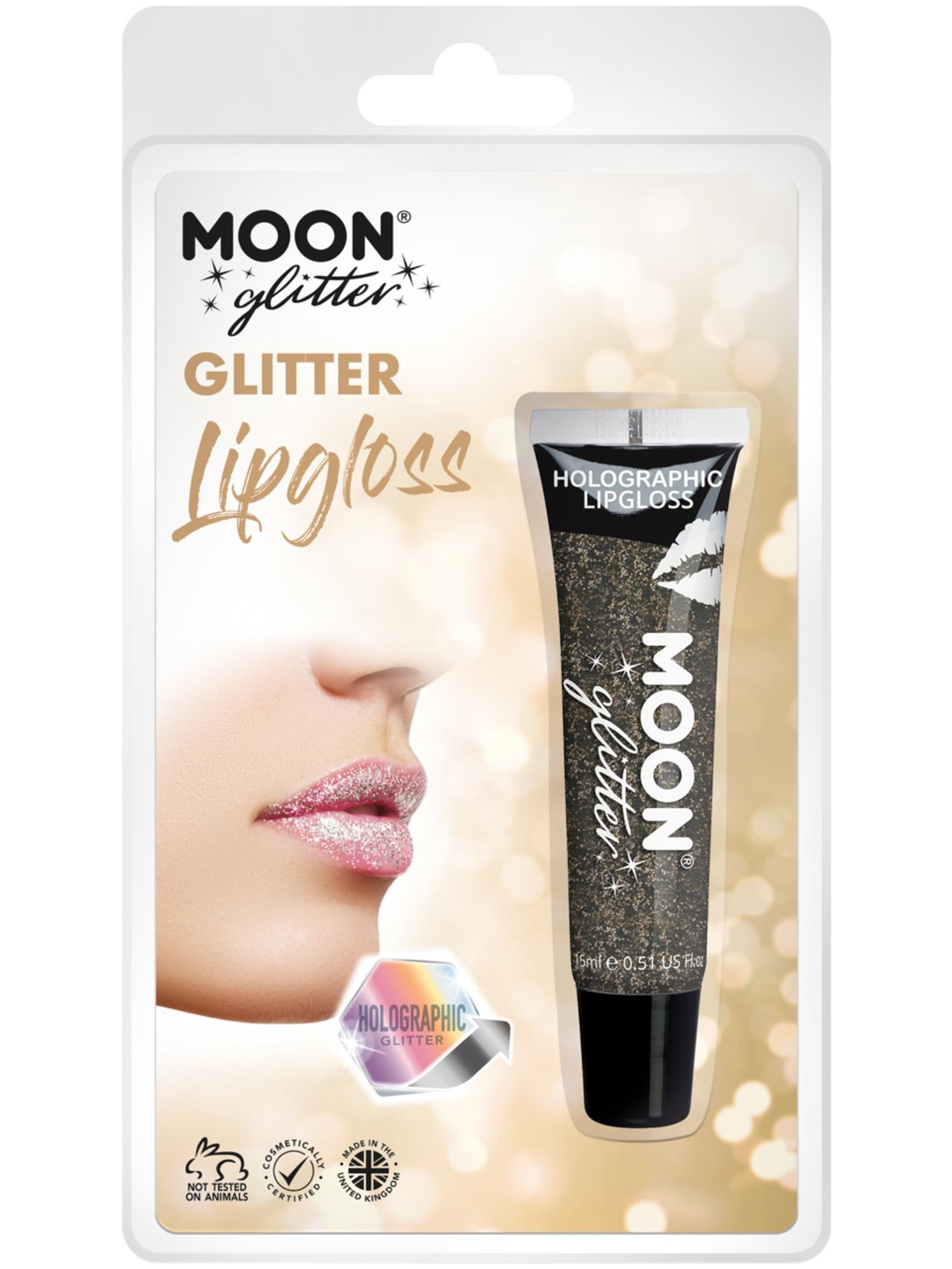 Moon Glitter Holographic Glitter Lipgloss, Black