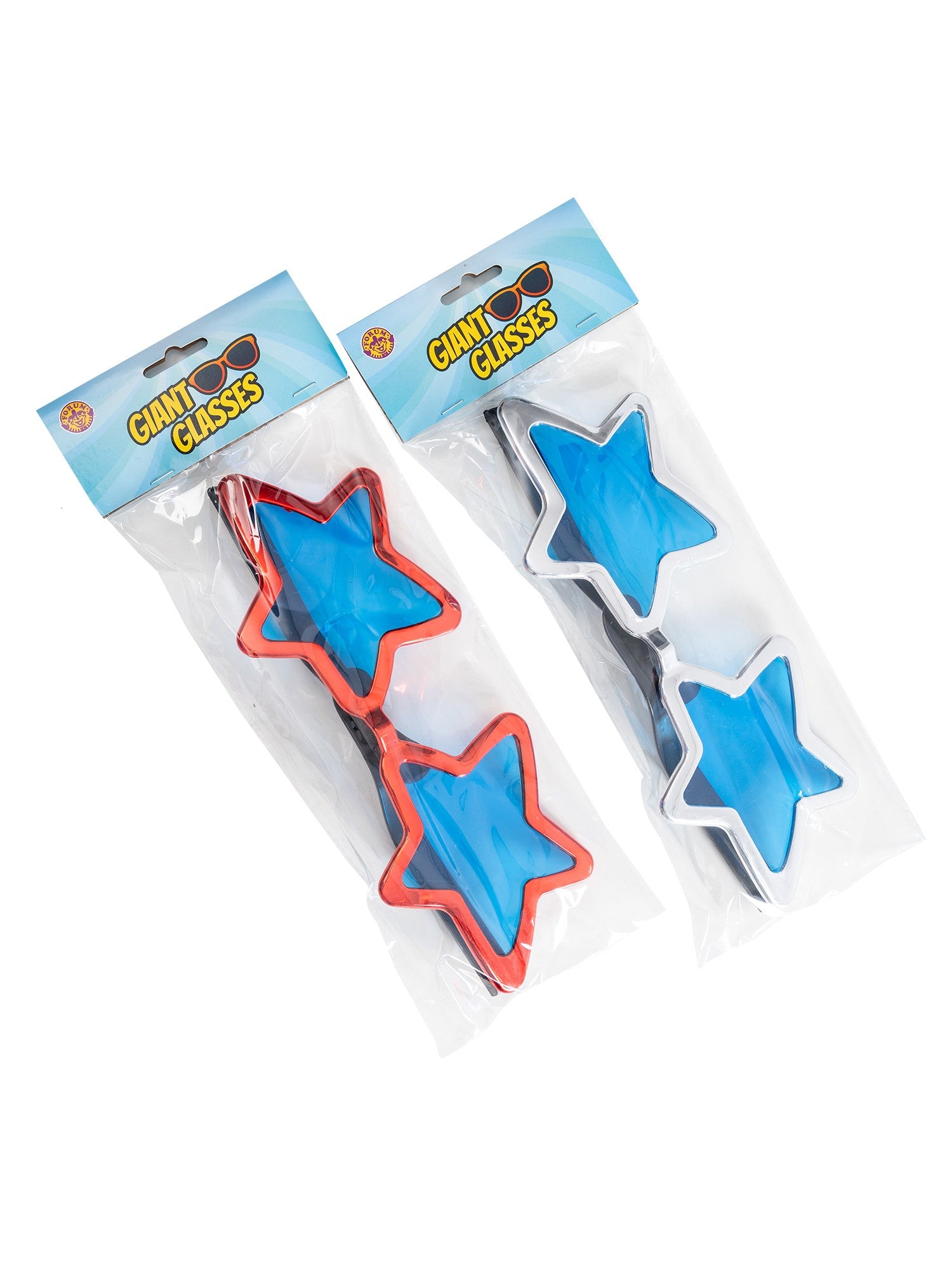 Jumbo Metallic Star Brille (Rot/Silber)