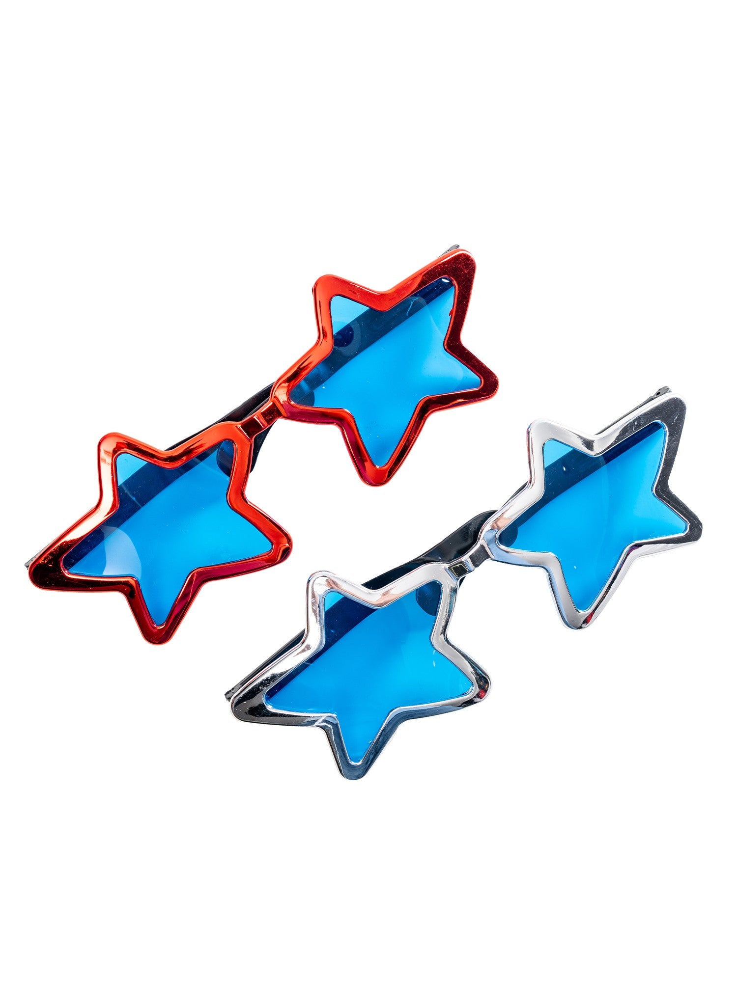 Jumbo Metallic Star Brille (Rot/Silber)