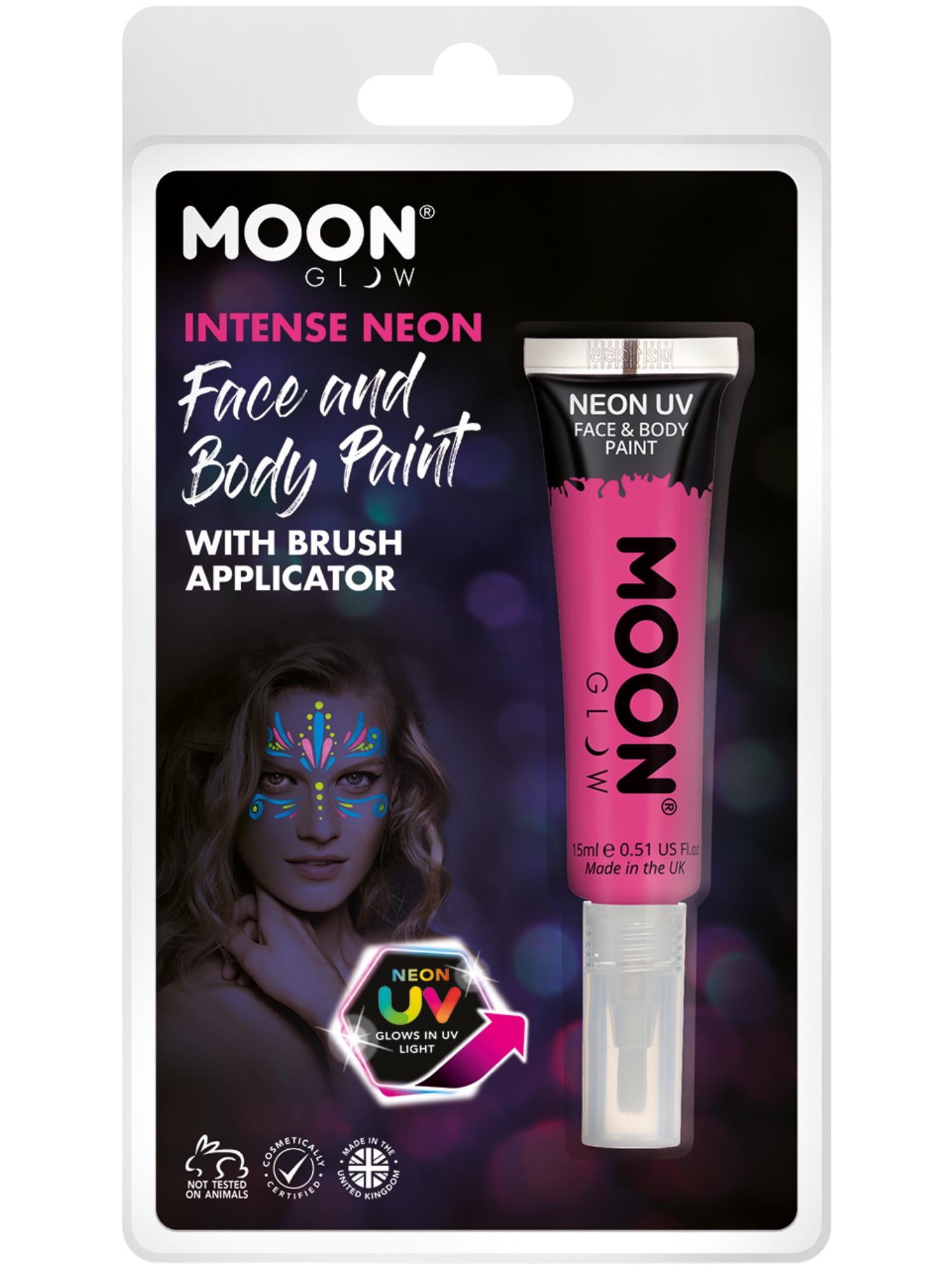 Moon Glow Intense Neon UV Face Paint, Hot Pink