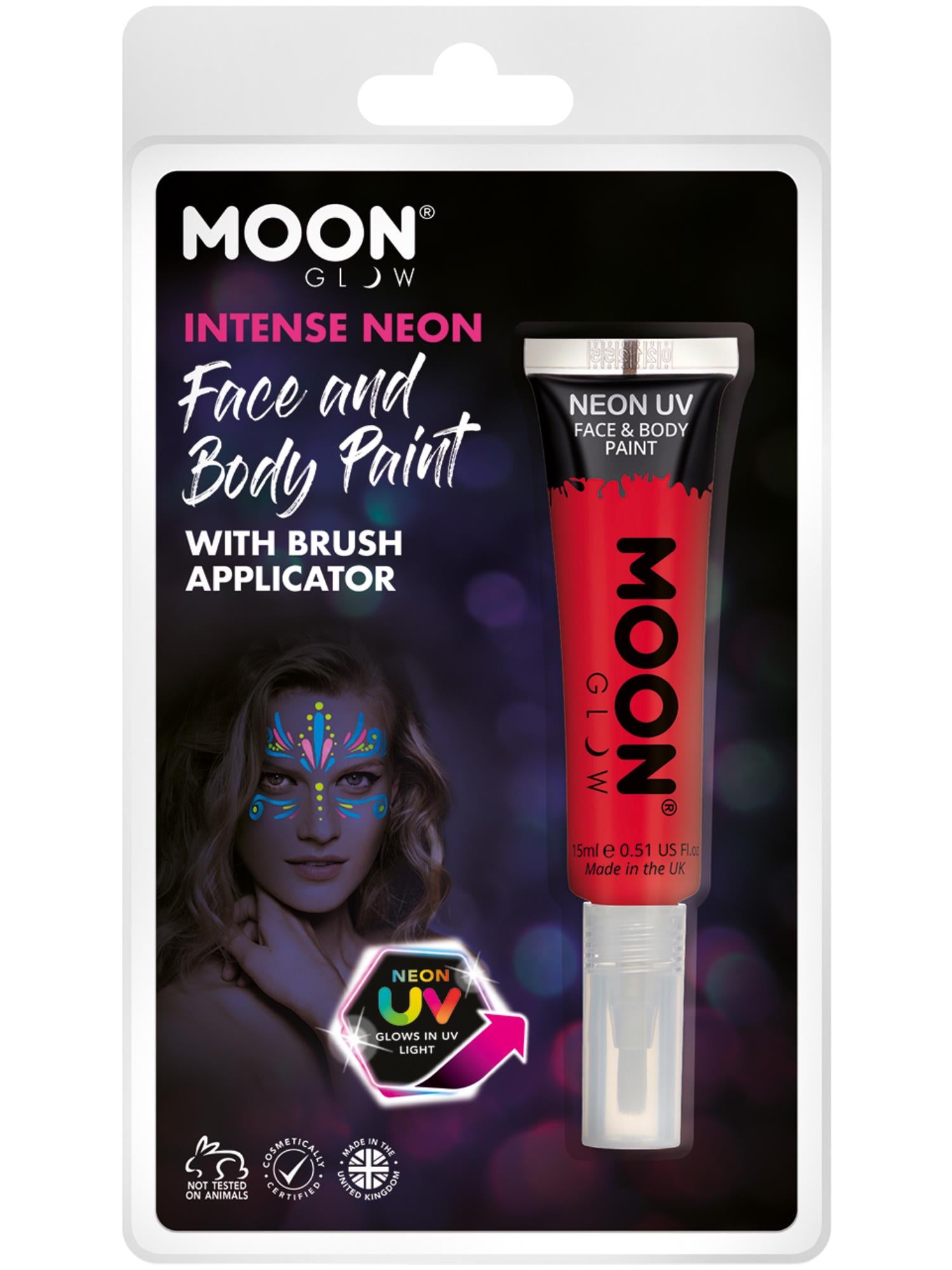 Moon Glow Intense Neon UV Face Paint, Red