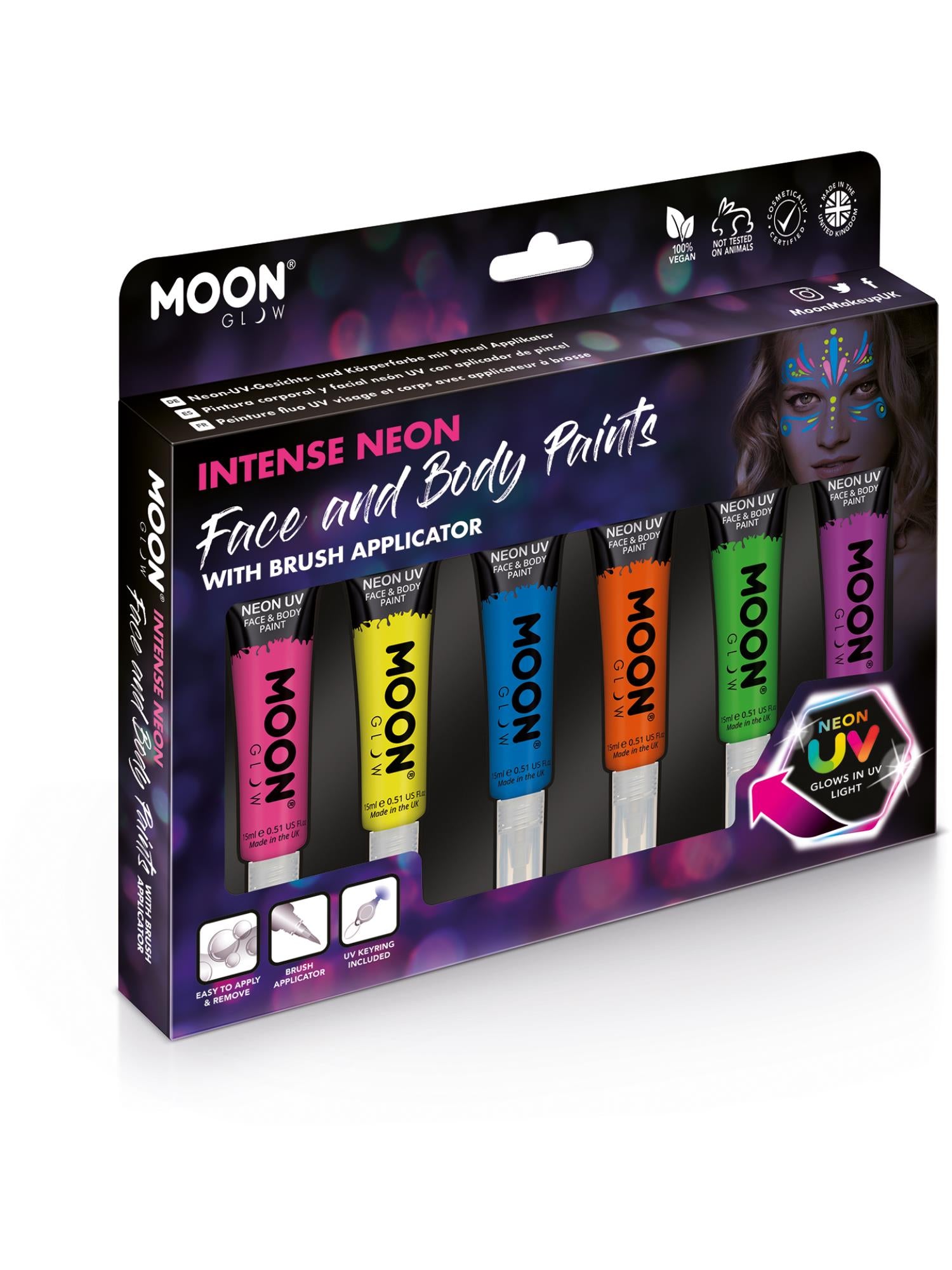 Moon Glow Intense Neon UV-Gesichtsfarbe, gemischt